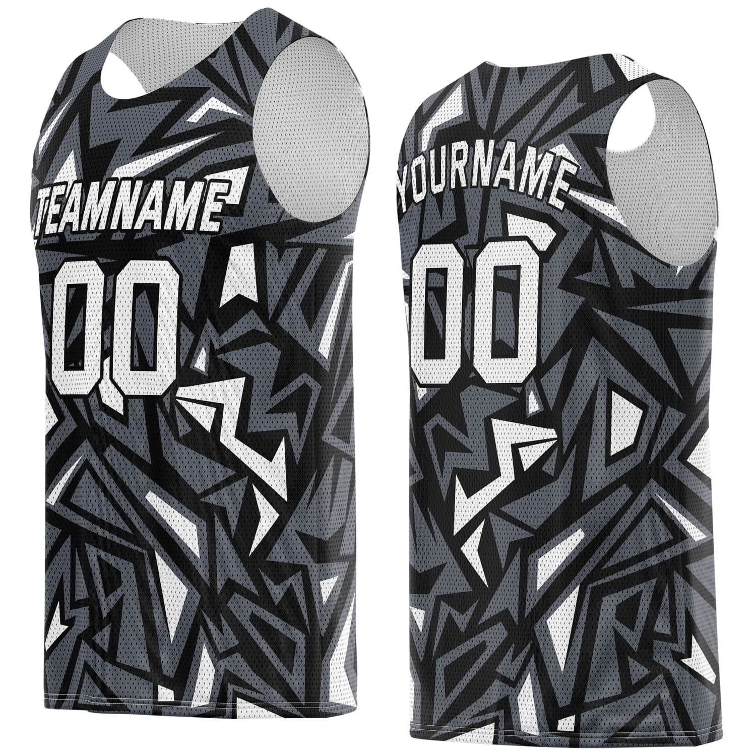 Custom Black & White Geo Pattern Basketball Jersey - Personalized Team Name, Number & LOGO | Vosoli