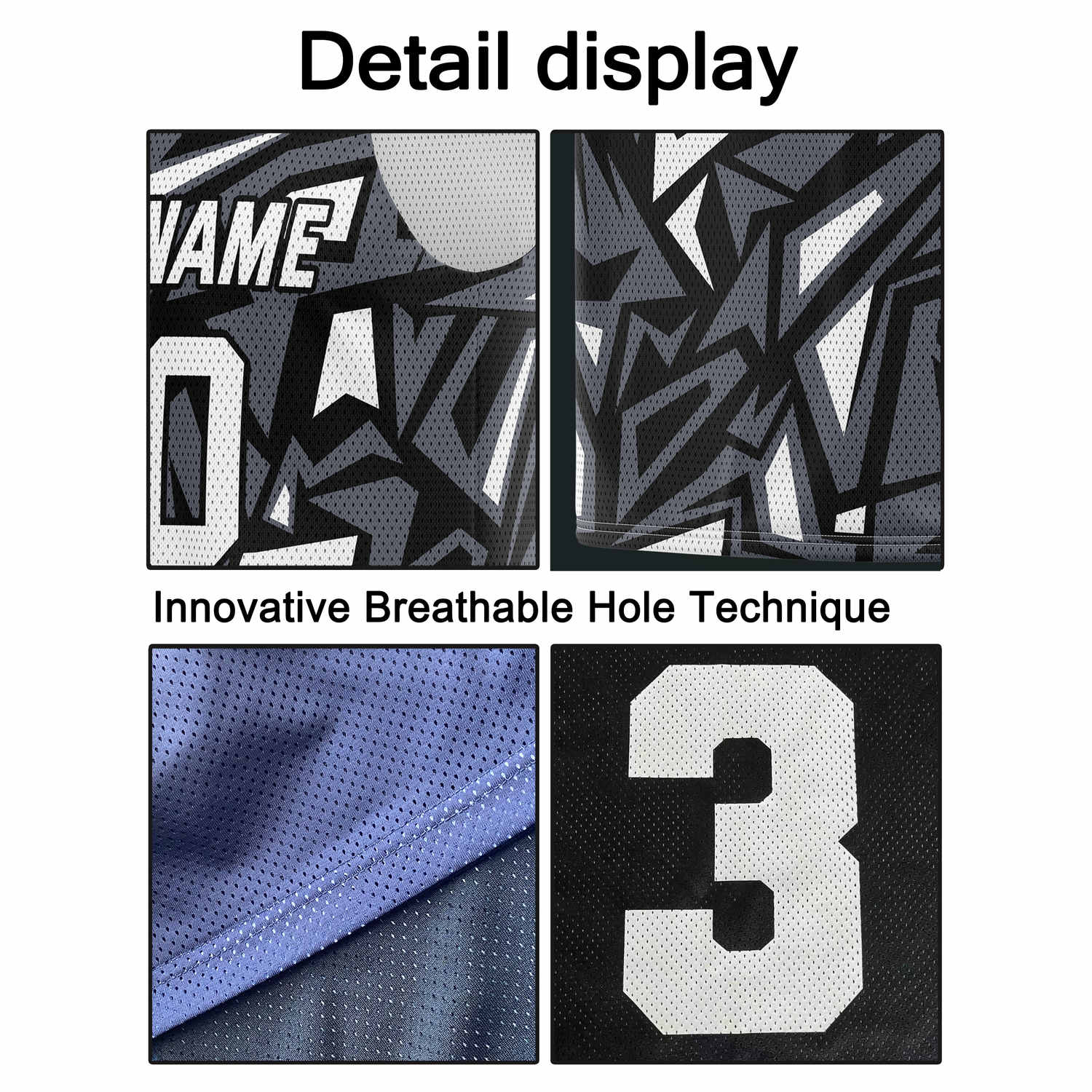 Custom Black & White Geo Pattern Basketball Jersey - Personalized Team Name, Number & LOGO | Vosoli