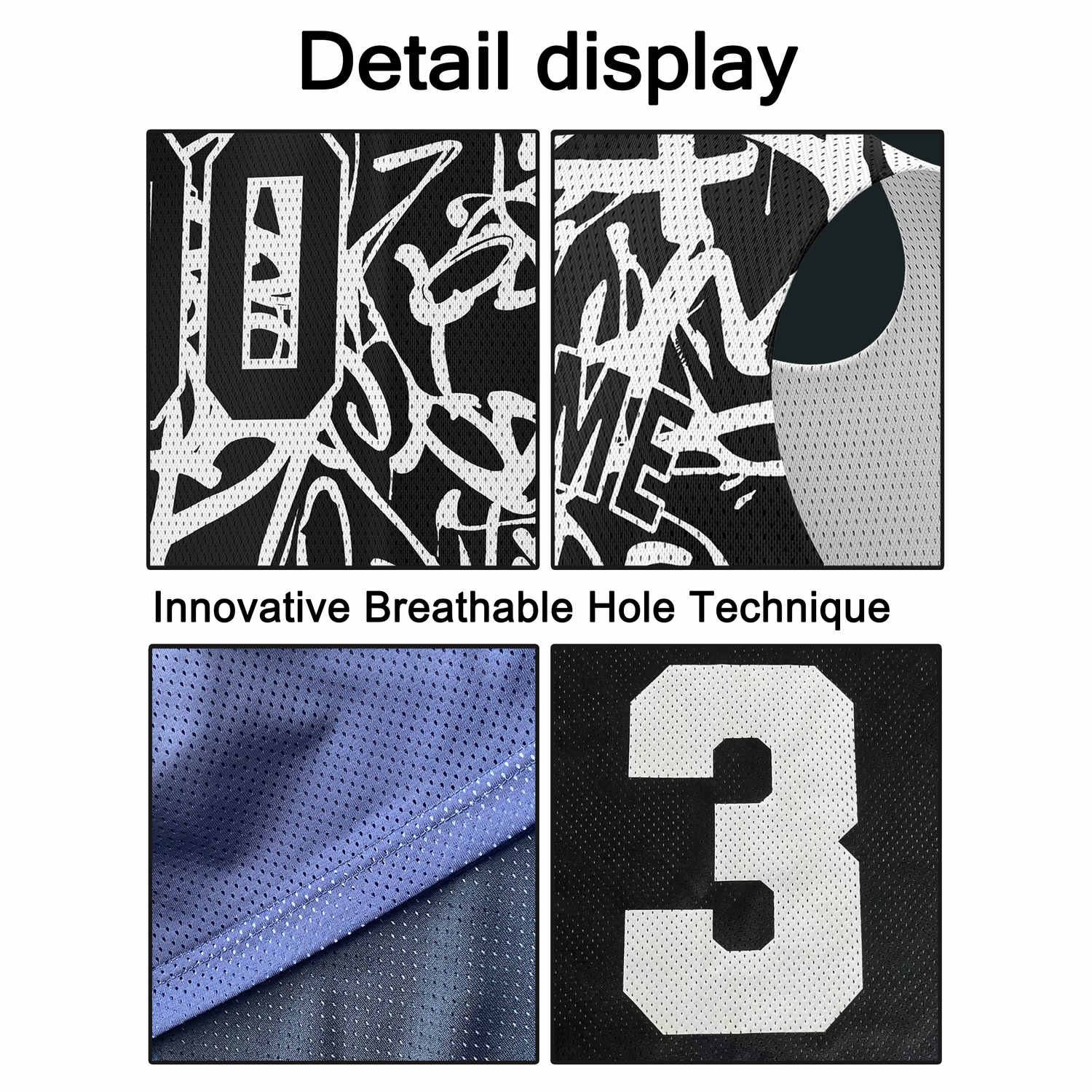 Custom Black & White Graffiti Basketball Jersey - Personalized Team Name, Number & LOGO | Vosoli
