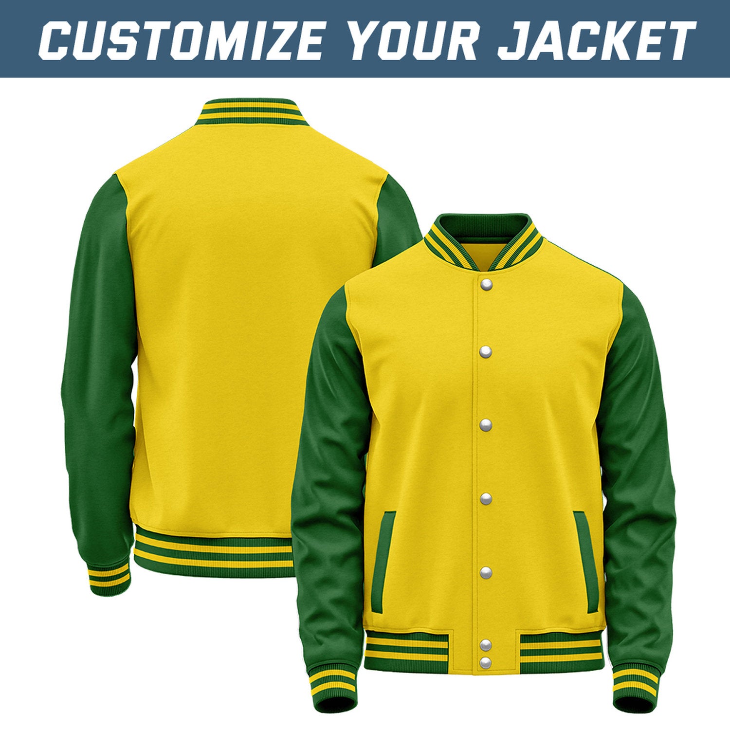 Custom Yellow & Green Baseball Bomber Jacket | Retro Collegiate Varsity & Letterman