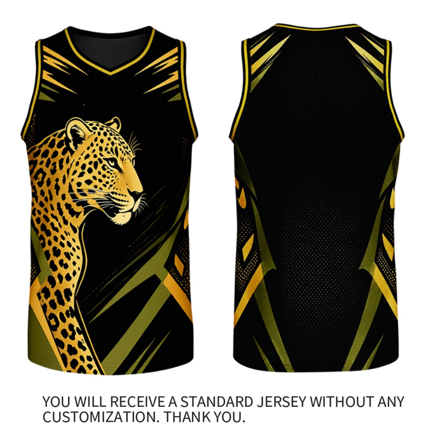 Custom V Neck Basketball Jersey Black & Gold Leopard Graphic Mesh Team Uniform for Adult Youth
