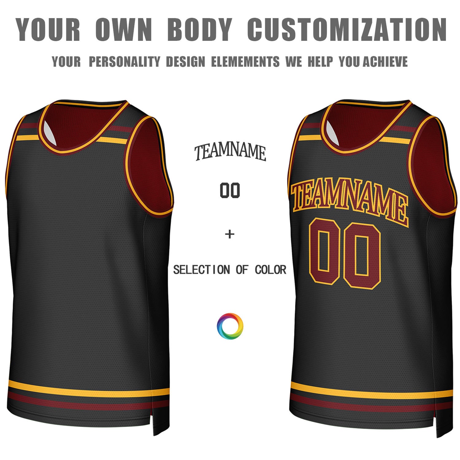 Custom Maroon & Black Striped Reversible Basketball Jersey | Personalized Team Jerseys with Name, Number & Logo