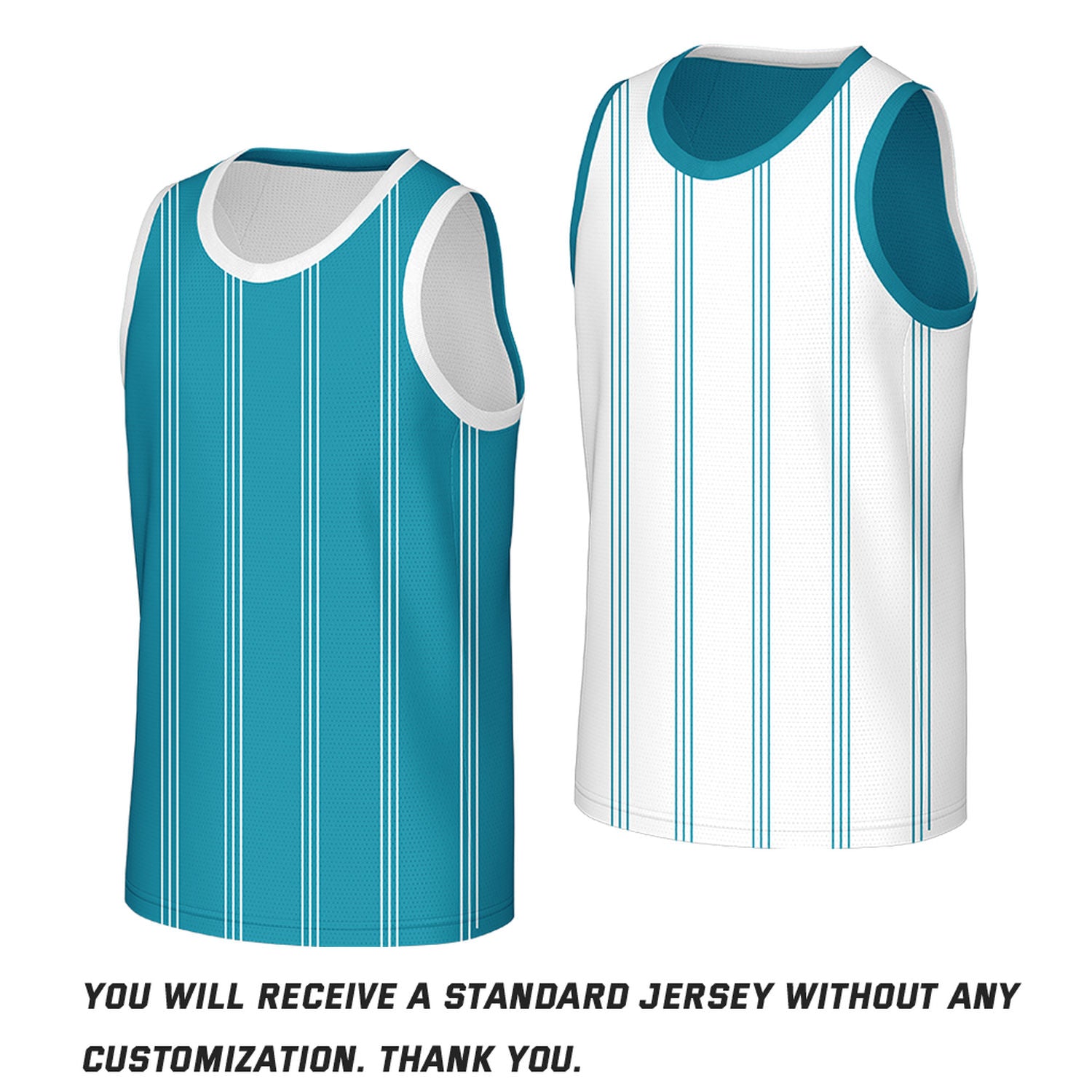 Custom Vertical Stripe Reversible Basketball Jersey Teal & White Mesh Team Uniform for Adult Youth