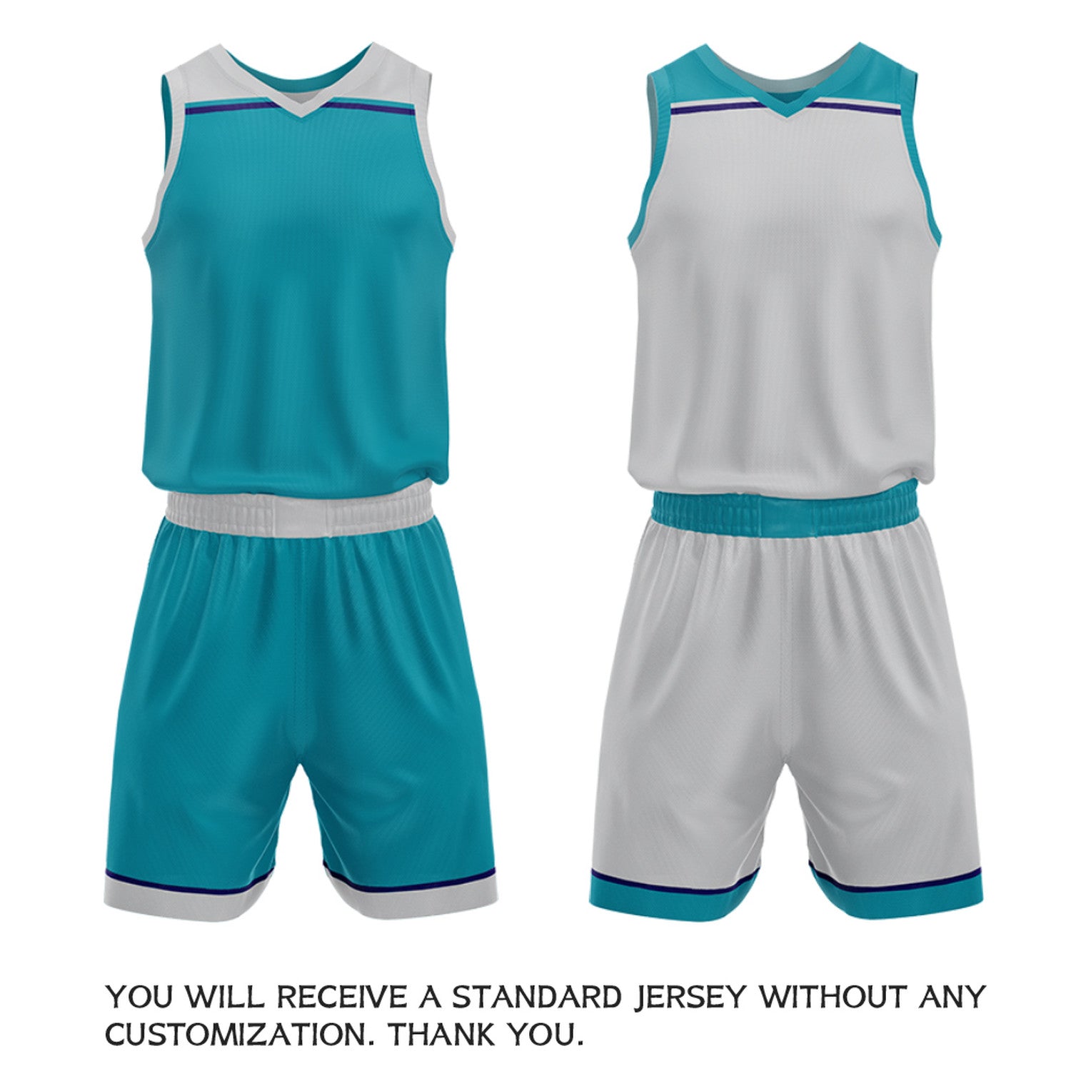 Custom Teal & Light Gray Double Sided Basketball Jersey Set | Wholesale Team Uniform