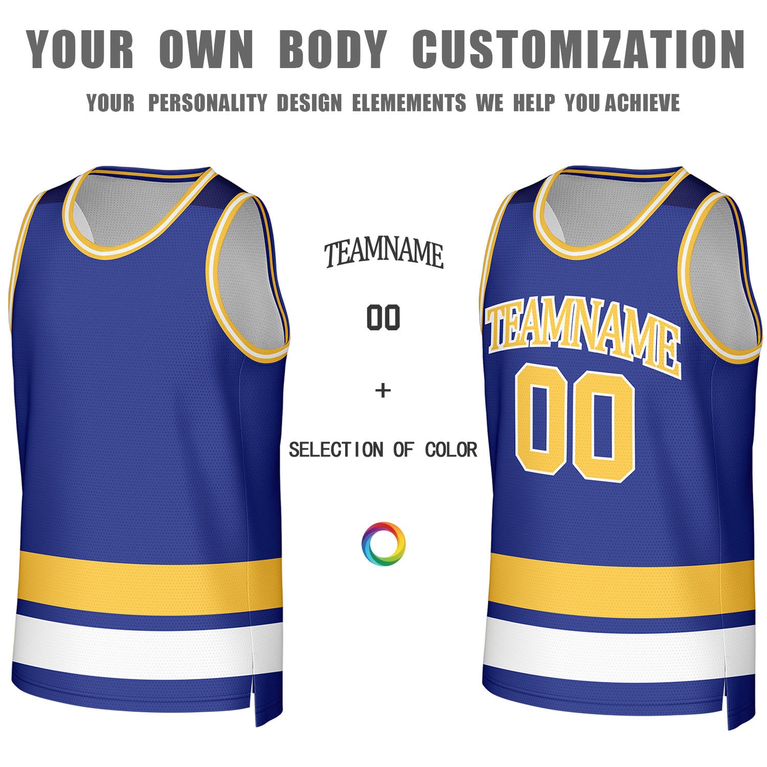 Custom Navy & Gold Reversible Basketball Jersey | Personalized Team Jerseys for Adult & Youth