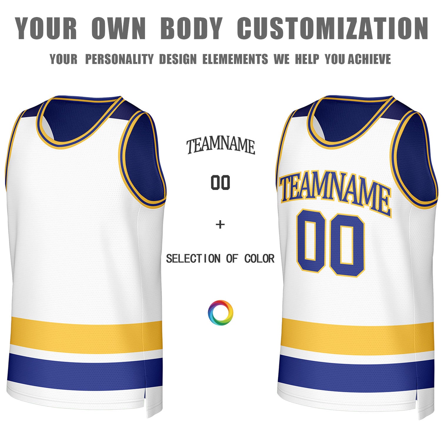 Custom Navy & Gold Reversible Basketball Jersey | Personalized Team Jerseys for Adult & Youth