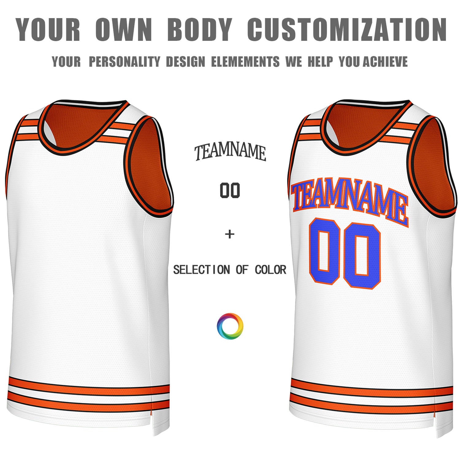 Custom White & Orange Reversible Basketball Jersey | Personalized Team Jerseys for Adult & Youth