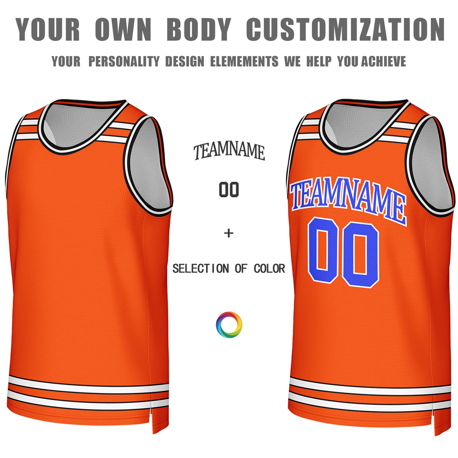 Custom White & Orange Reversible Basketball Jersey | Personalized Team Jerseys for Adult & Youth