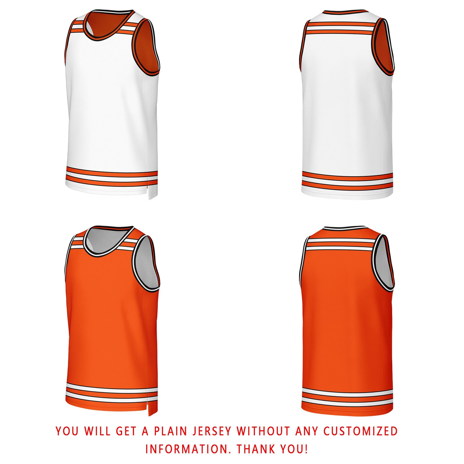 Custom White & Orange Reversible Basketball Jersey | Personalized Team Jerseys for Adult & Youth