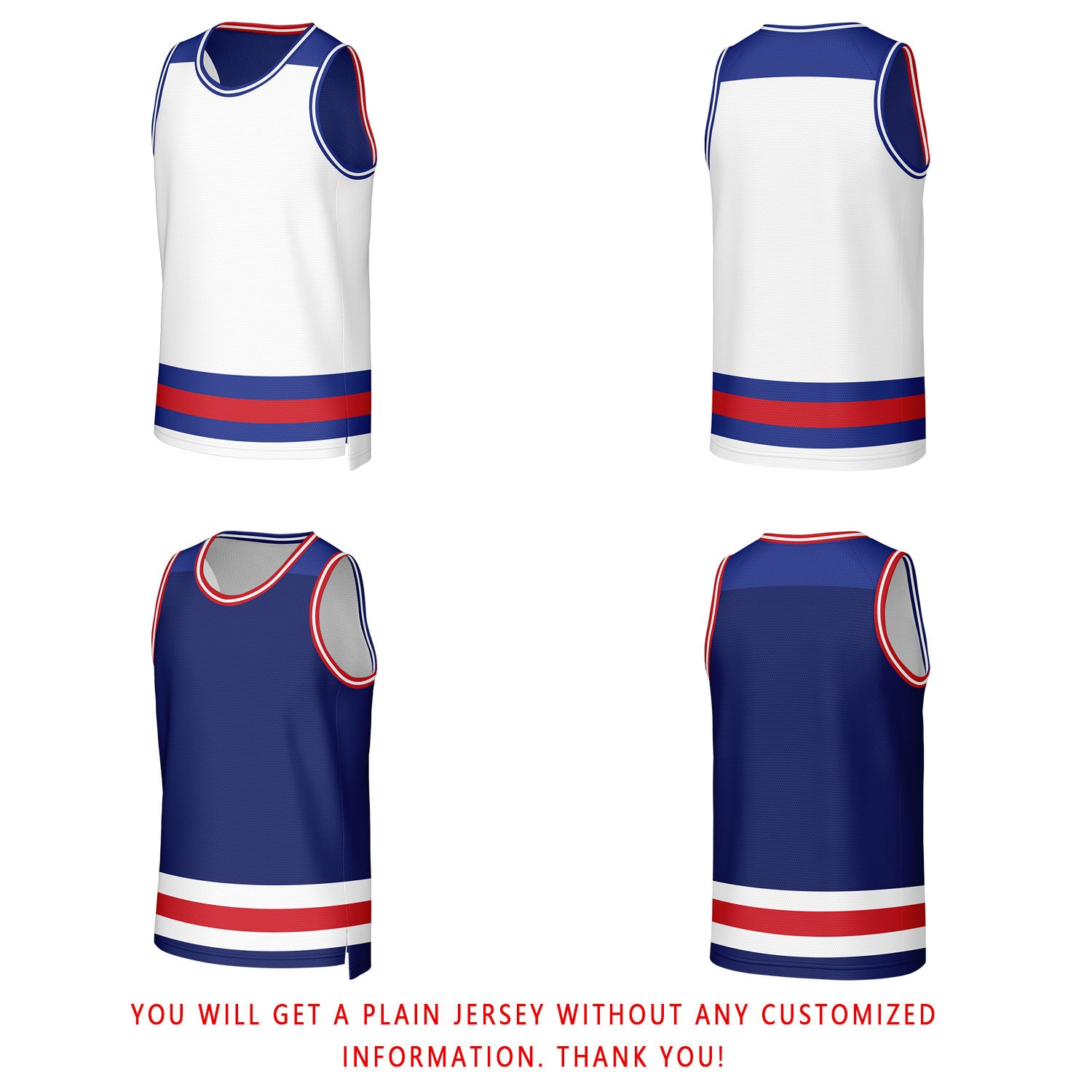 Custom White & Royal Blue Striped Reversible Basketball Jersey | Personalized Team Jerseys with Name, Number & Logo