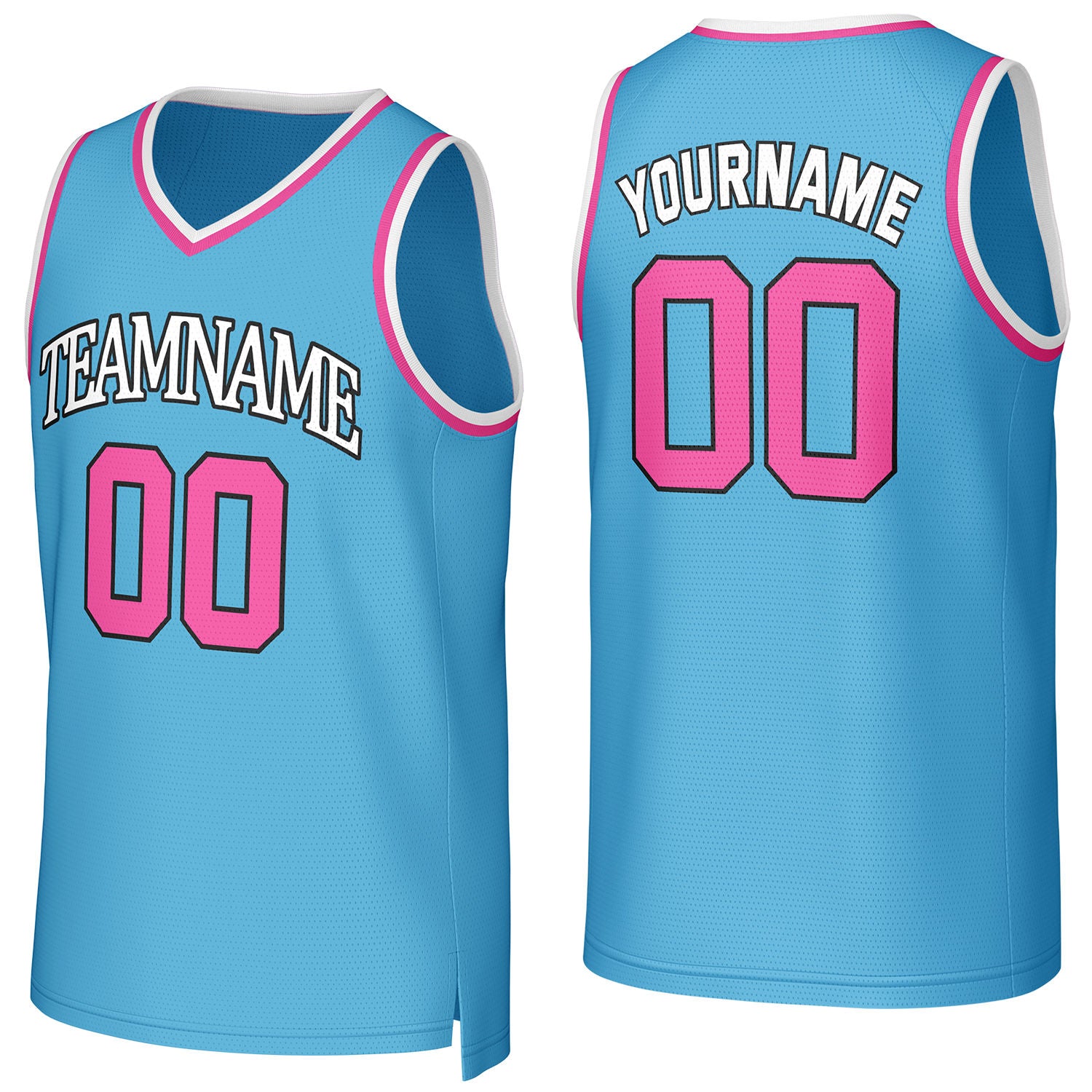 Custom aqua blue basketball jersey with logo, personalized name & number, team uniform for men women youth game practice - Vosoli
