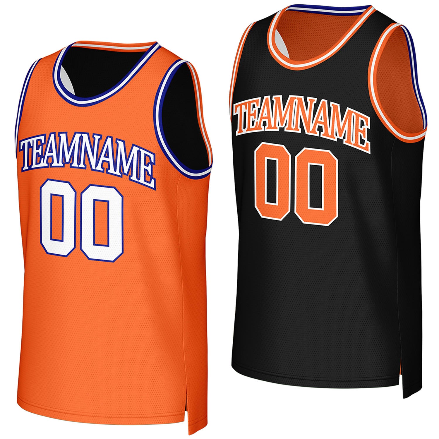 custom basketball club jerseys orange black reversible by Vosoli, Personalized team name, number & logo.