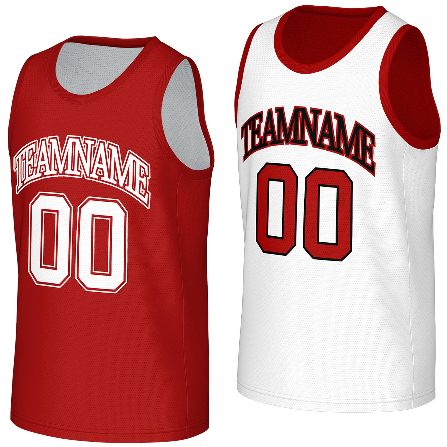 custom basketball jersey manufacturer red white reversible by Vosoli, personalized team name, number & logo, breathable mesh dual sided basketball jersey for team games
