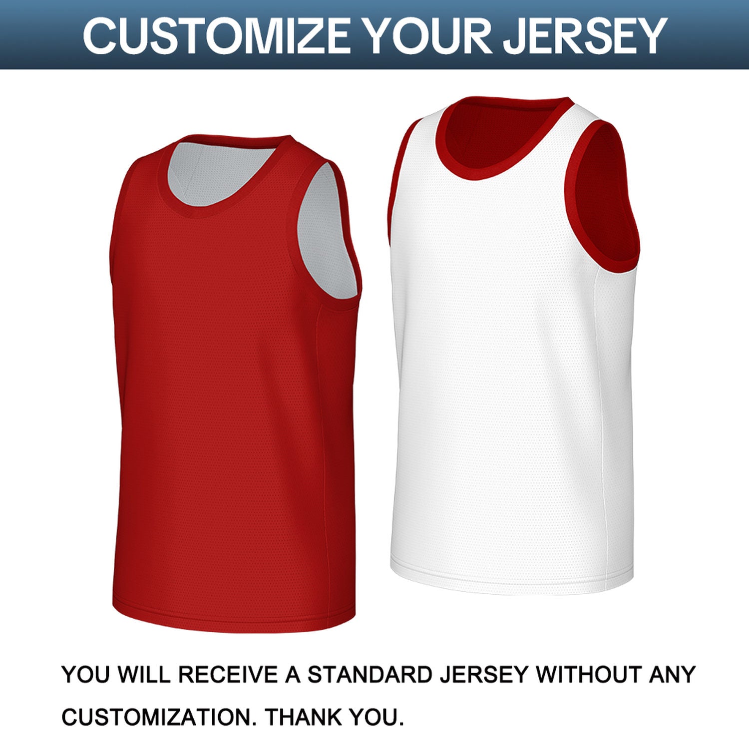 Custom Red & White Reversible Basketball Jersey | Personalized Sleeveless Mesh Jersey for Men Women Youth