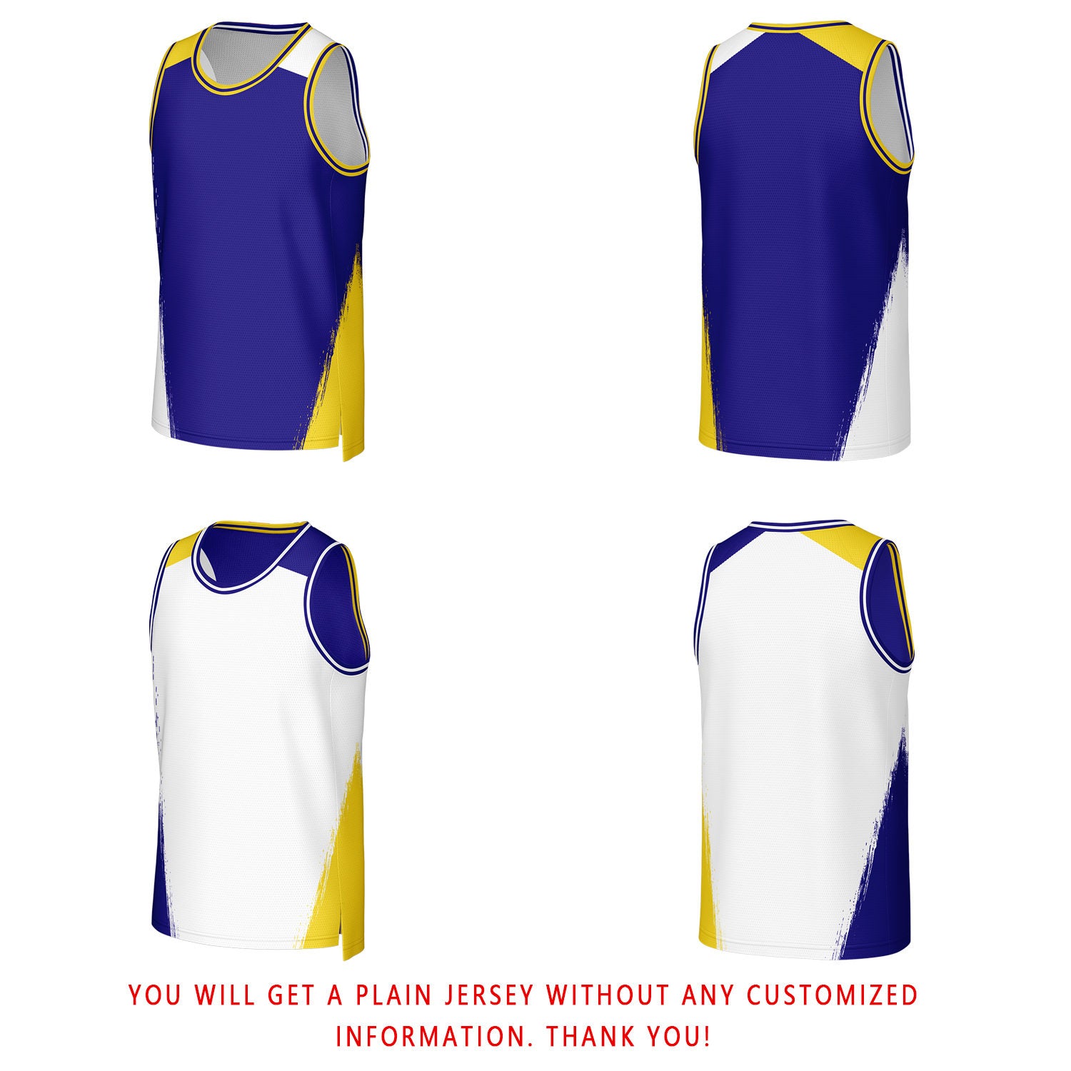 Custom Blue & Gold Brush Stroke Reversible Basketball Jersey | Personalized Team Uniforms for Adult & Youth