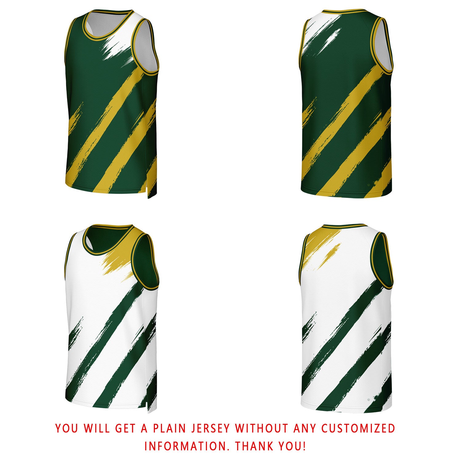 Custom Green & White Brush Stroke Reversible Basketball Jersey | Personalized Team Uniforms for Adult & Youth