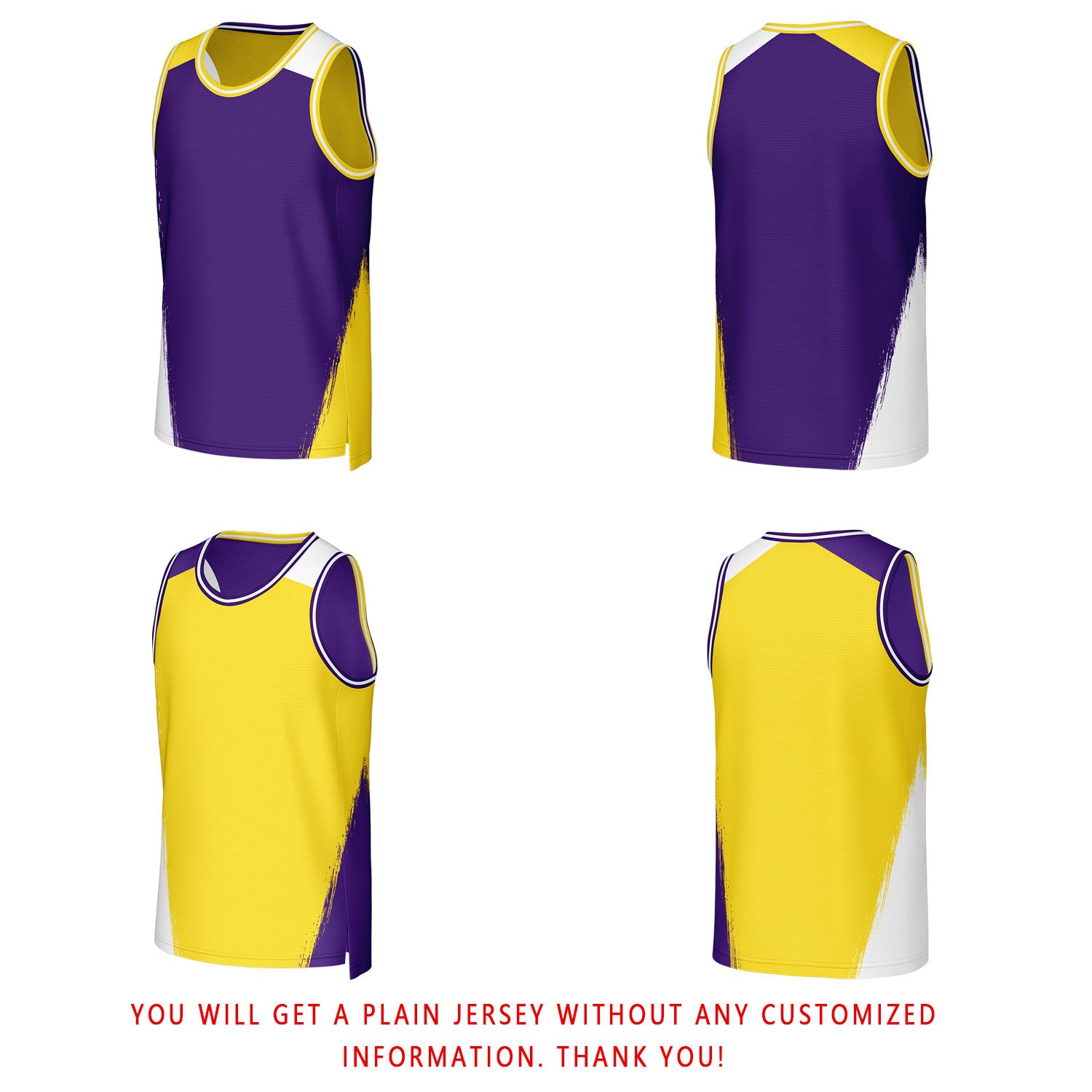 Custom Purple & Yellow Brush Stroke Reversible Basketball Jersey | Personalized Team Uniforms for Adult & Youth