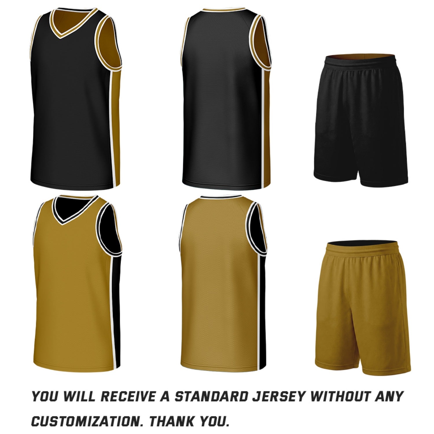 Custom Black & Gold Reversible Basketball Jersey & Shorts Set | Personalized Team Uniforms for Adult & Youth
