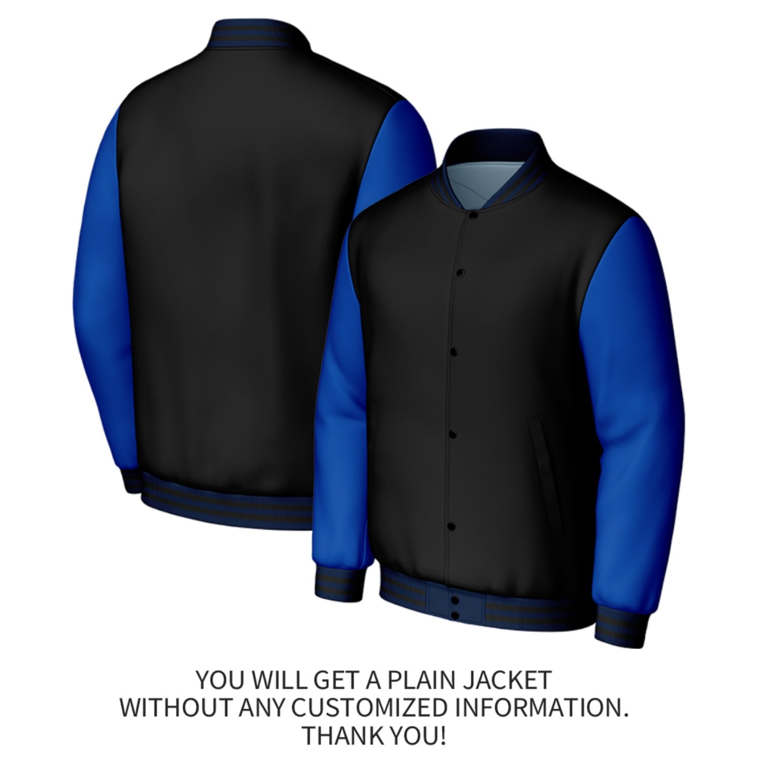 Custom Black & Blue Baseball Jacket | Personalized Letterman Jacket with Stitched Name & Number for Adult & Youth