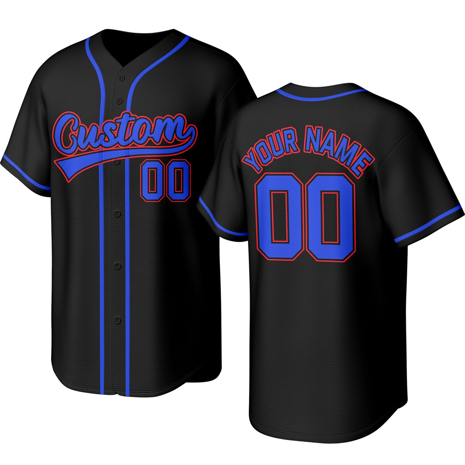 Custom black baseball jersey with stitched logo, personalized name & number, button-front short-sleeve sports uniform for team men women youth game practice - Vosoli