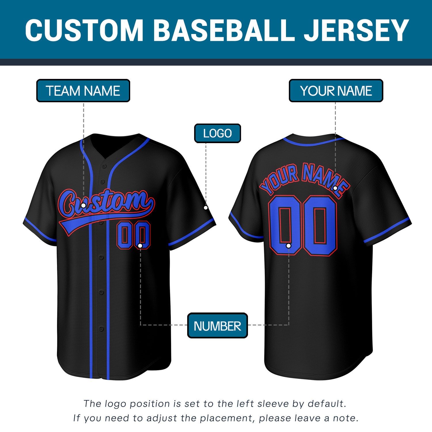 Custom Black Stitched Baseball Jersey | Personalized Name & Number | Team Uniform