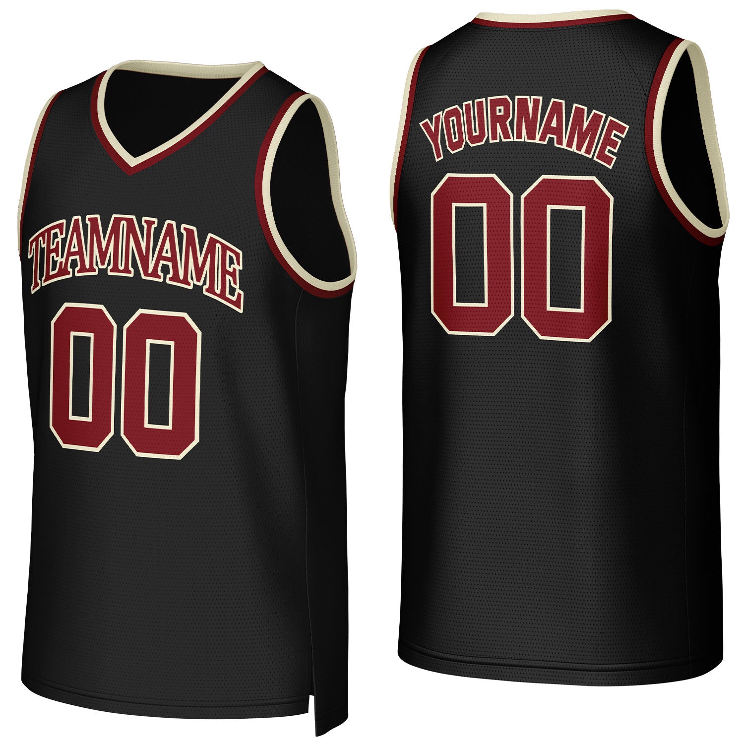 Custom black-burgundy mesh basketball jersey with logo, personalized name & number, team uniform for men women youth game practice - Vosoli