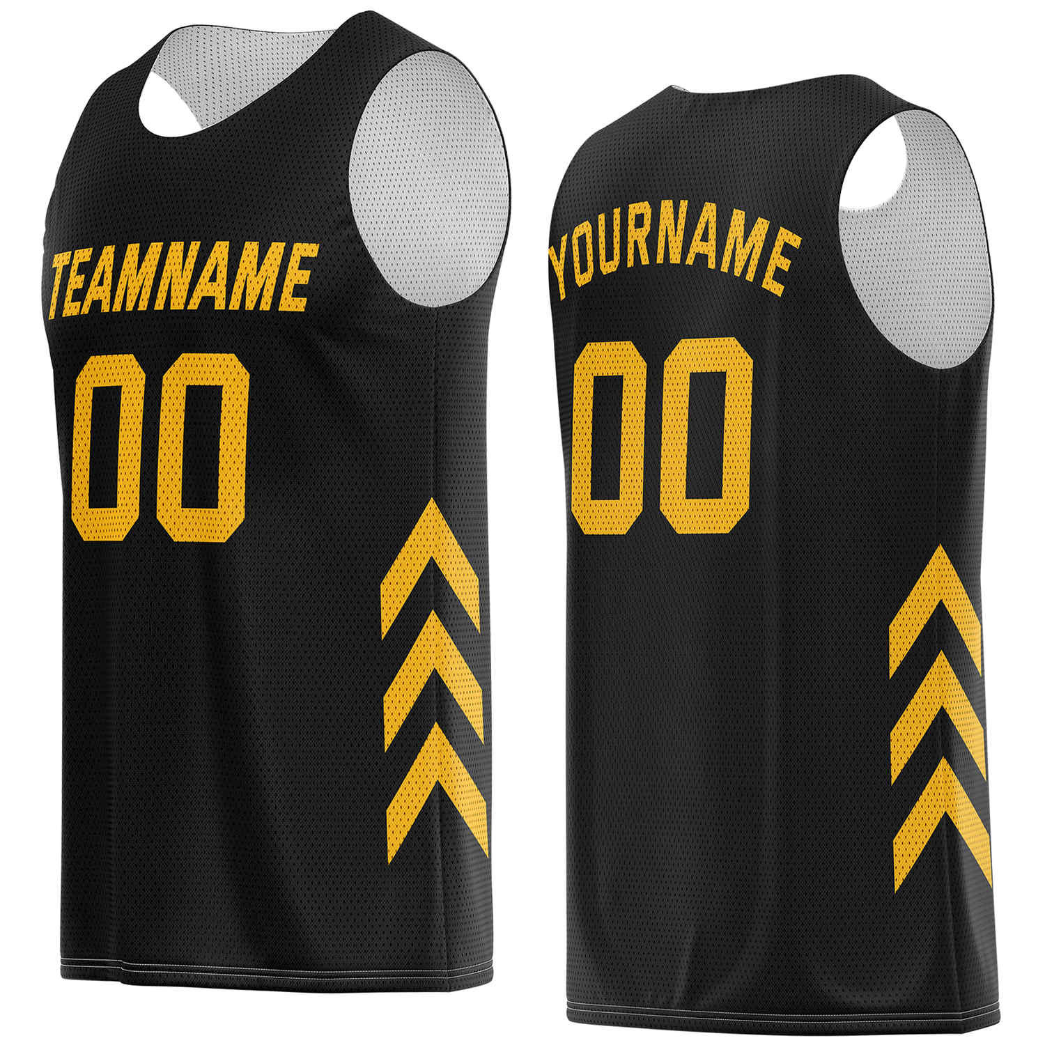 Custom Black & Gold Chevron Basketball Jersey | Personalized Team Kit - Vosoli