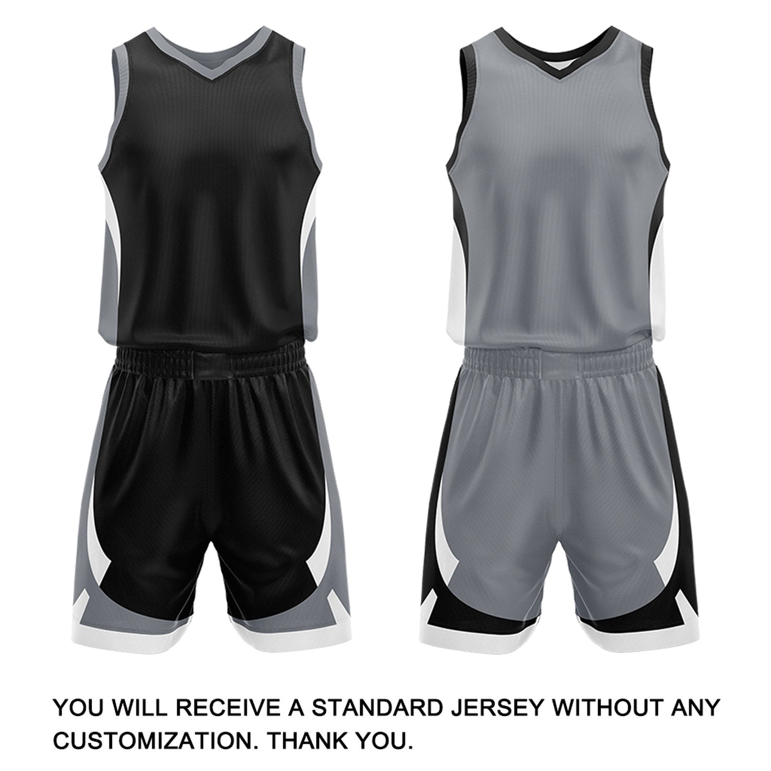Custom Black Grey Reversible Basketball Jersey Set | Personalized Name Number Mesh Sports Uniform