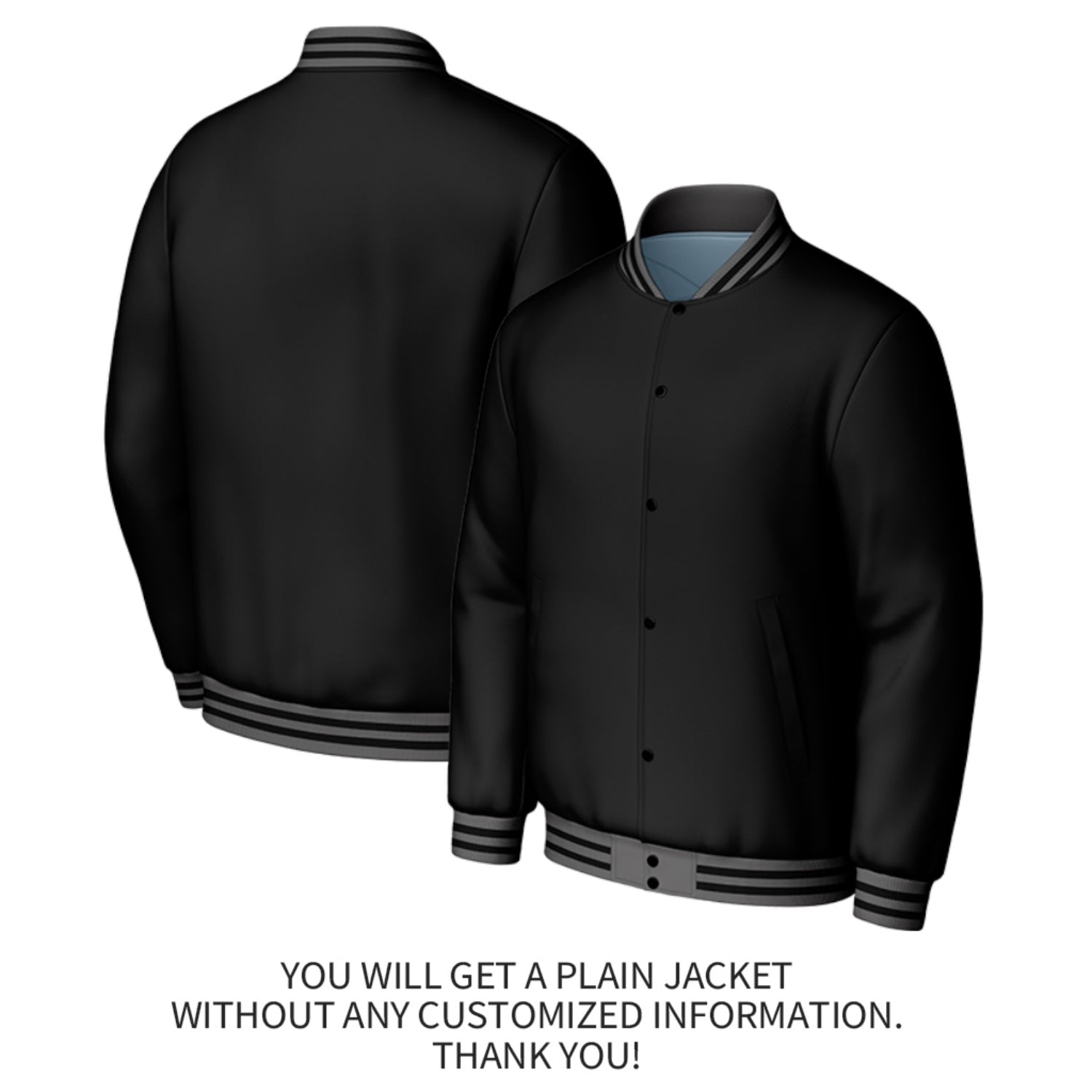 Custom Black Baseball Jacket | Personalized Letterman Jacket with Stitched Name & Number for Adult & Youth
