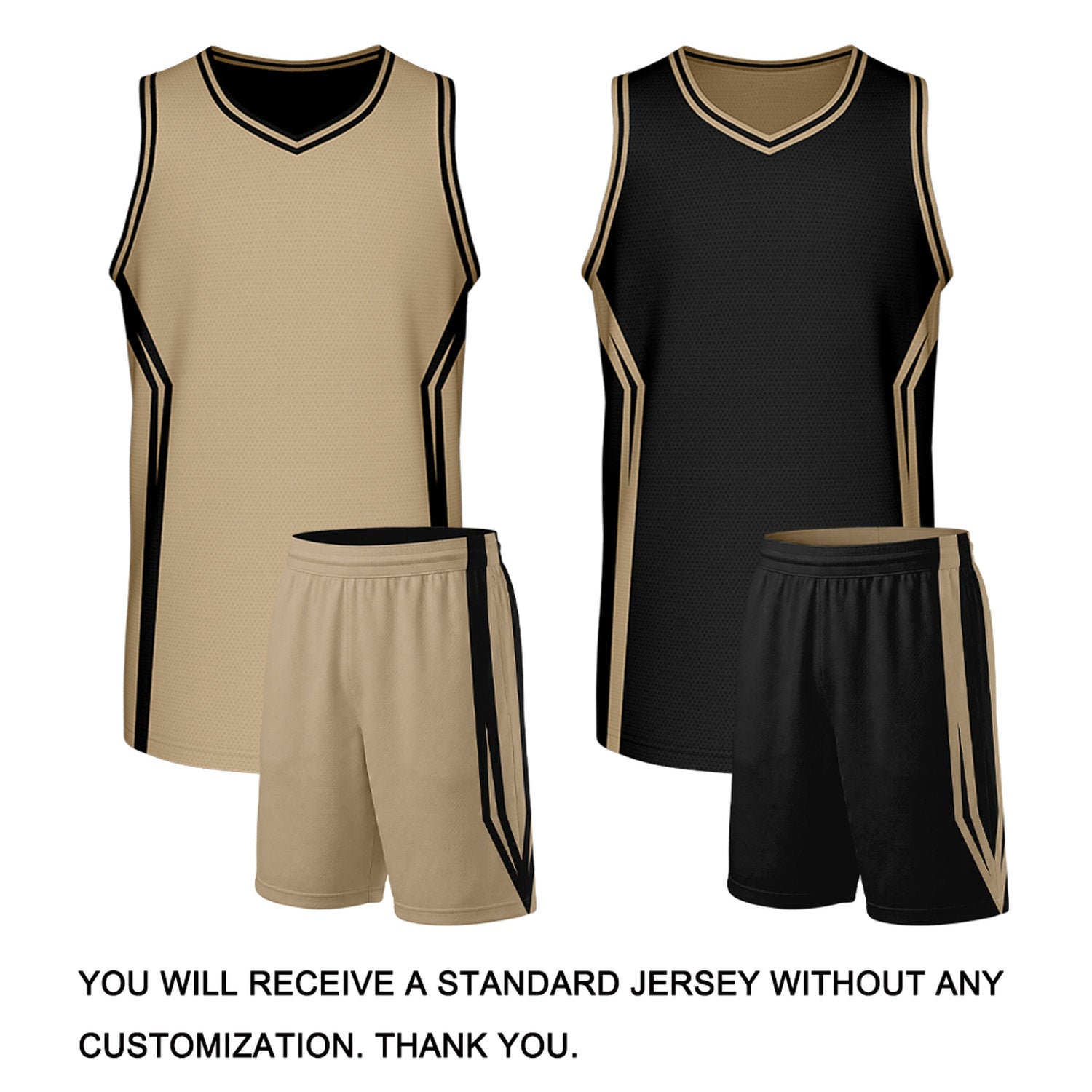 Custom Black & Khaki Two Sided Basketball Uniform Set | Personalized Team Uniforms for Adult & Youth