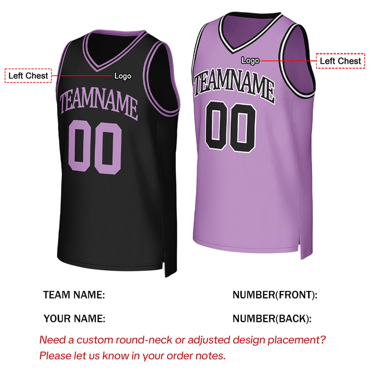 Custom Black & Light Purple Reversible Basketball Jersey | Personalized Team Uniform