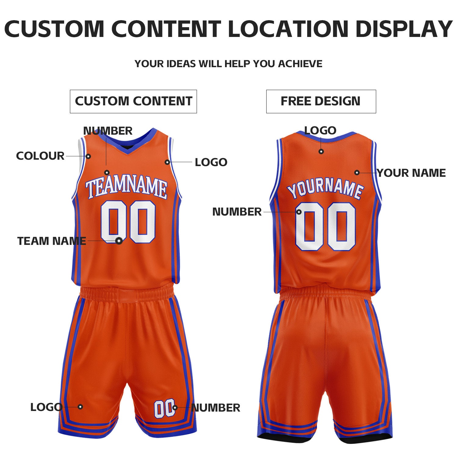 Custom Black & Orange Reversible Basketball Jersey Shorts Set | Personalized Full Vintage Team Uniform
