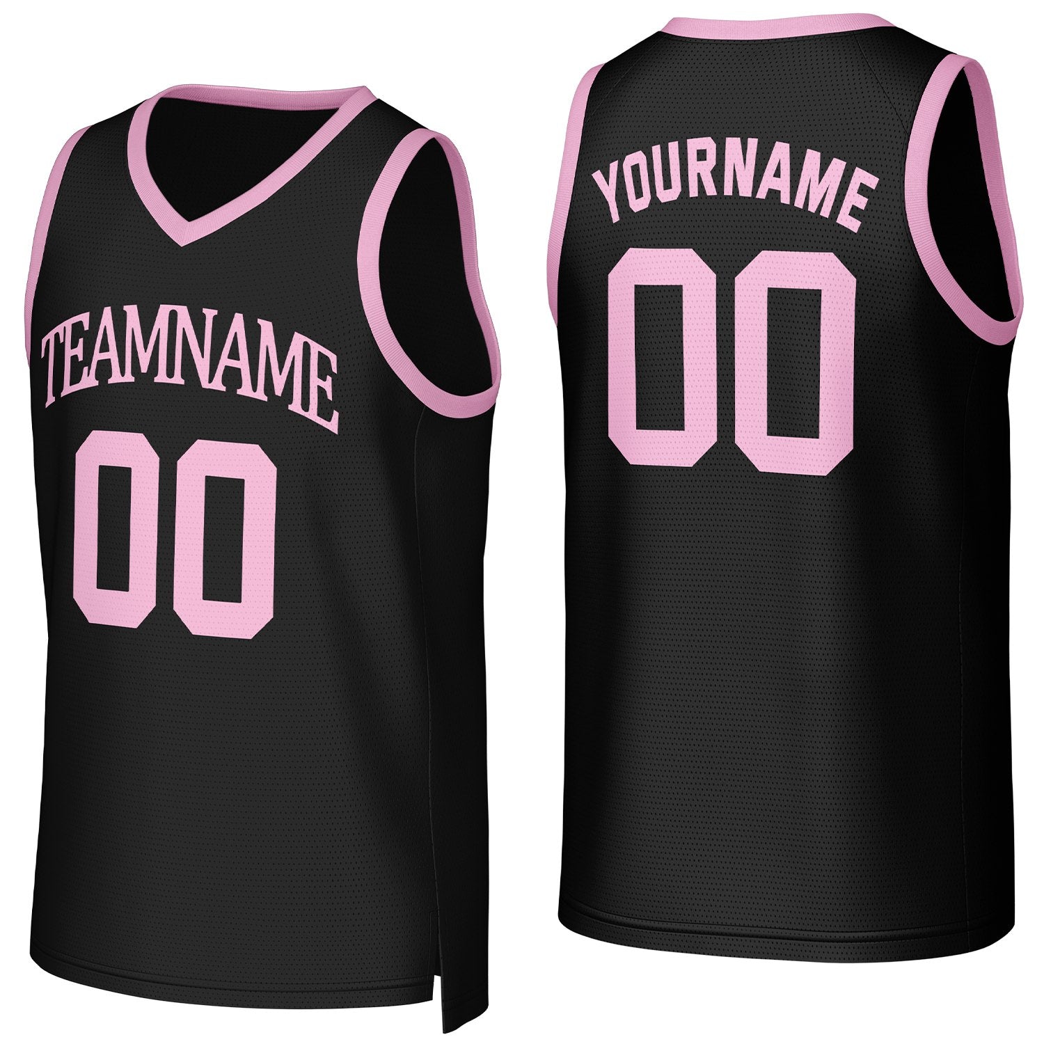 Custom black-pink mesh basketball jersey with logo, personalized name & number, team uniform for men women youth game practice - Vosoli