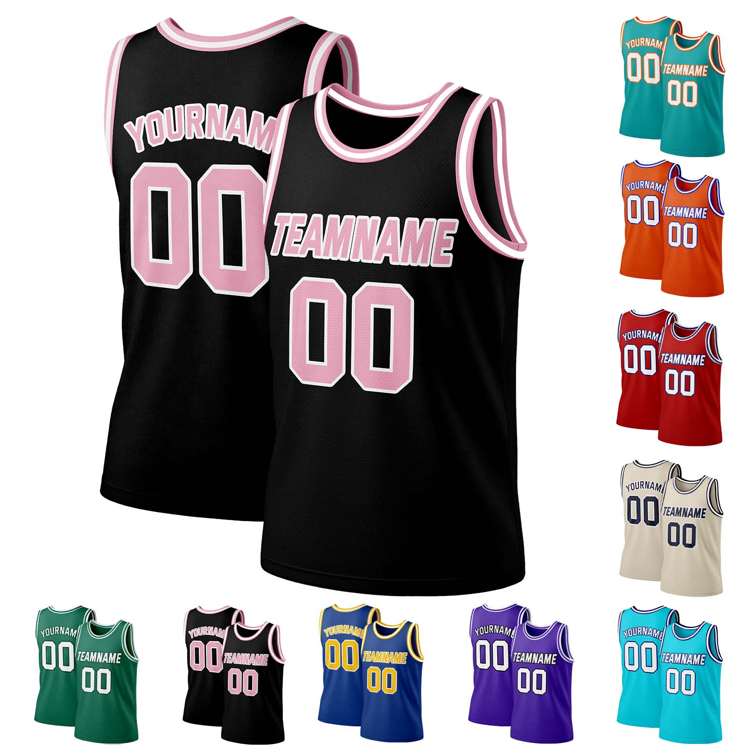 Custom Black & Pink Mesh Basketball Jersey | Personalized Team Uniform
