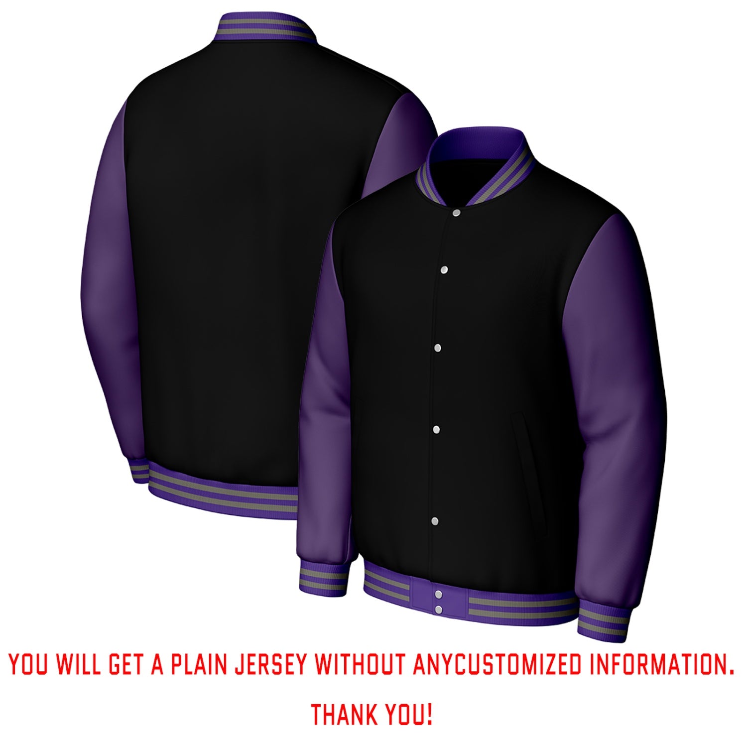 Custom Black & Purple Varsity Baseball Jacket | Personalized Letterman Baseball Bomber for Adult & Youth