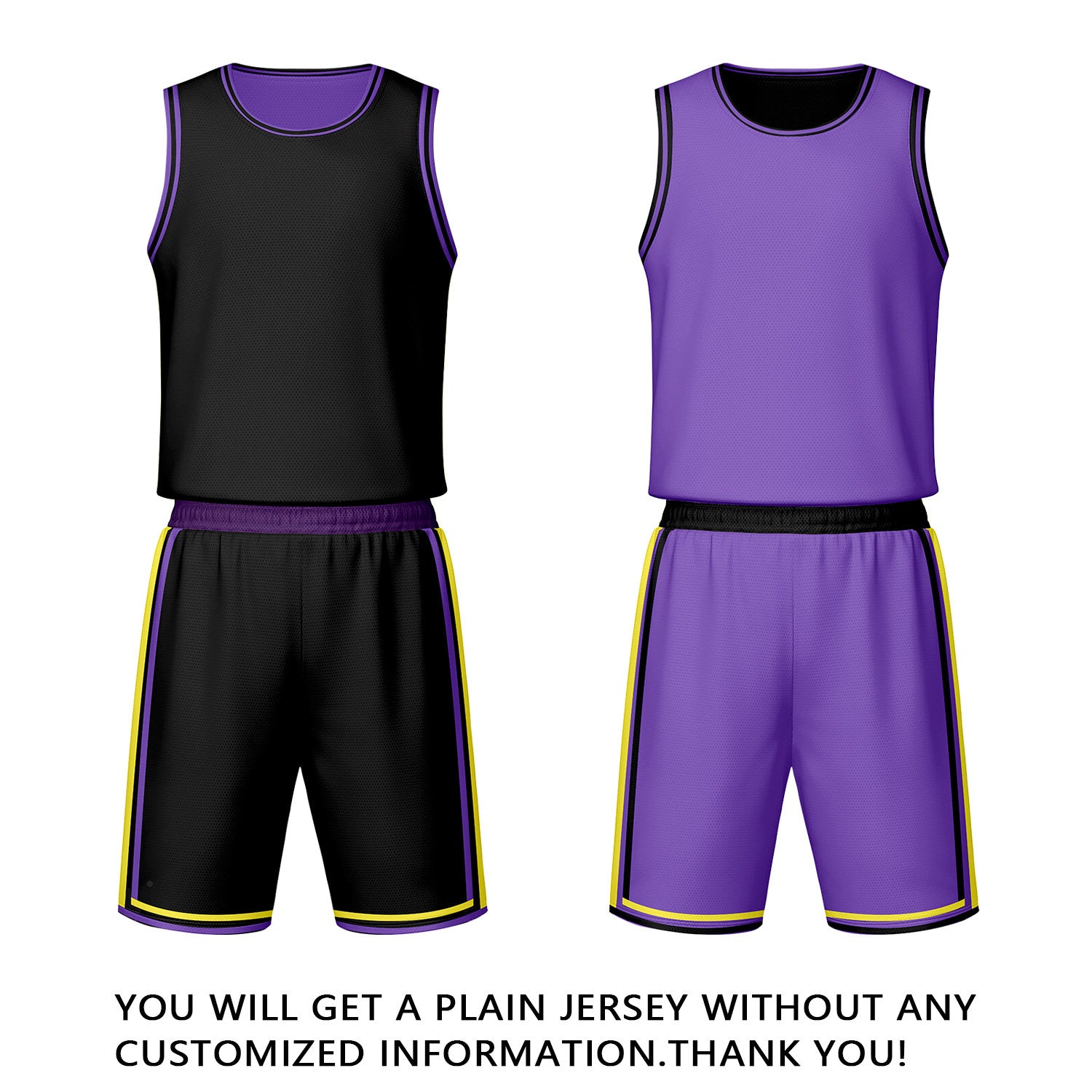 Custom Black & Purple Reversible Basketball Jersey Shorts Set | Personalized Team Uniform