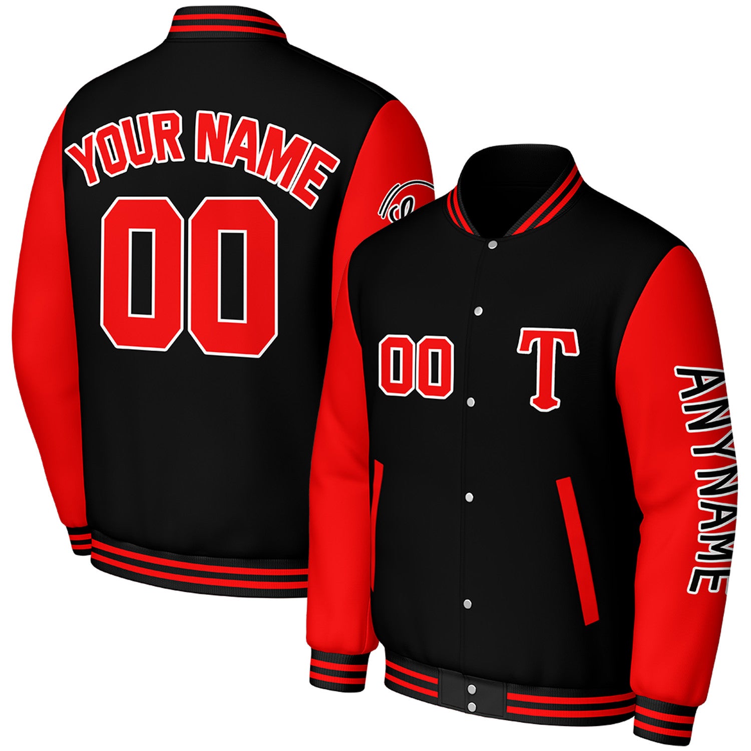 custom baseball jackets for sports teams by Vosoli, personalized stitched name, number & logo, classic button up varsity letterman jacket for sports team and casual wear
