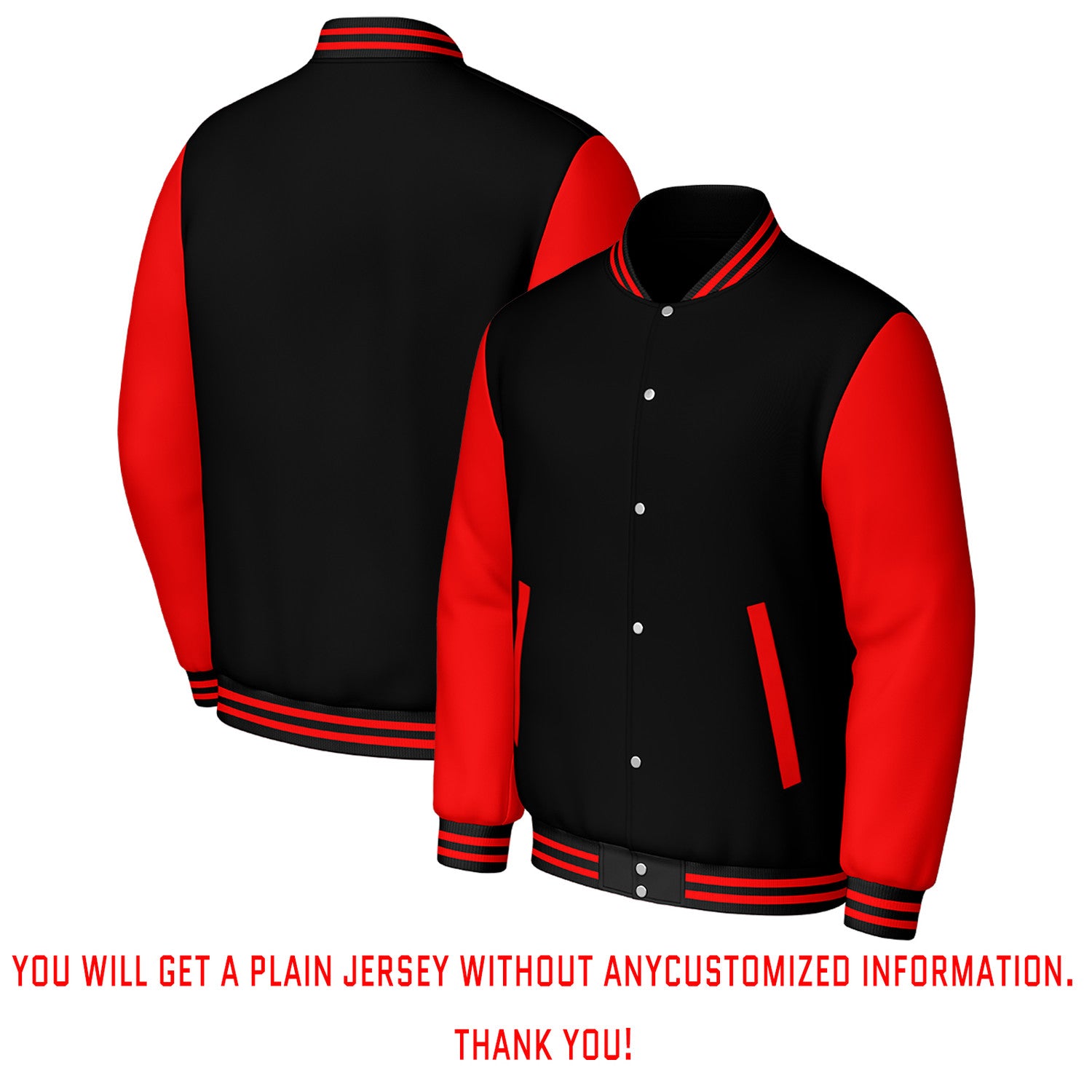 Custom Black & Red Varsity Baseball Jacket | Personalized Letterman Baseball Bomber for Adult & Youth