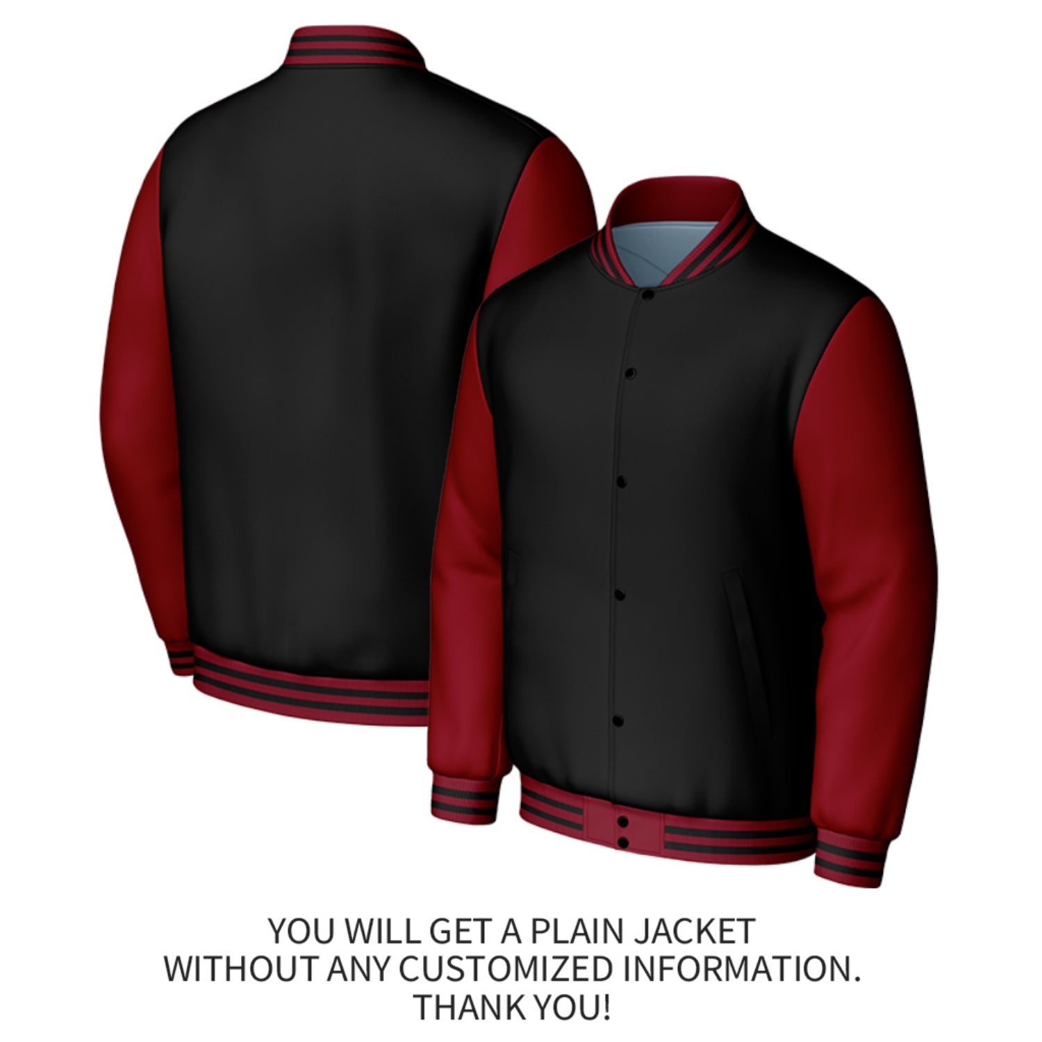 Custom Black & Red Baseball Jacket | Personalized Letterman Jacket with Stitched Name & Number for Adult & Youth