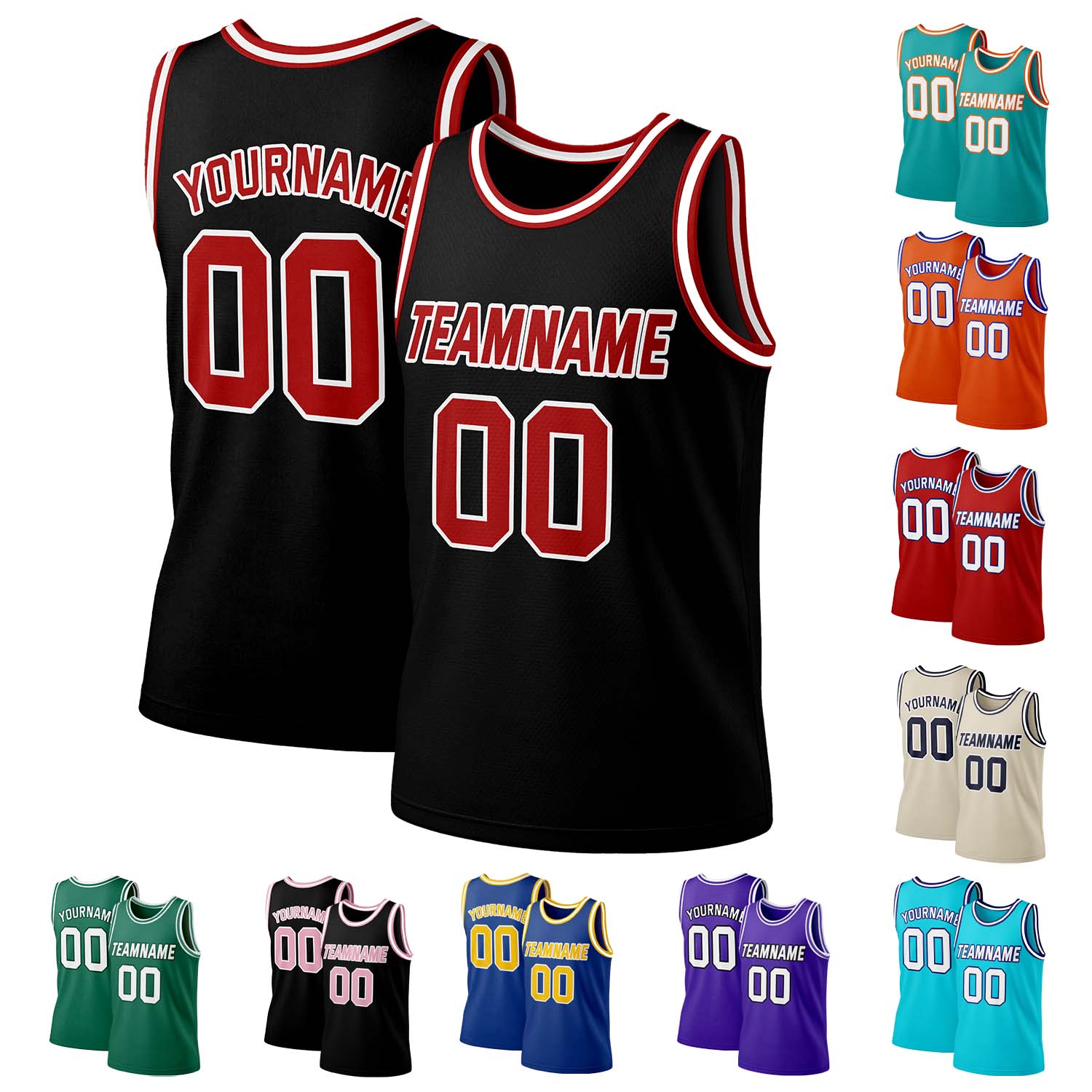 Custom Black & Red Mesh Basketball Jersey | Personalized Team Uniform