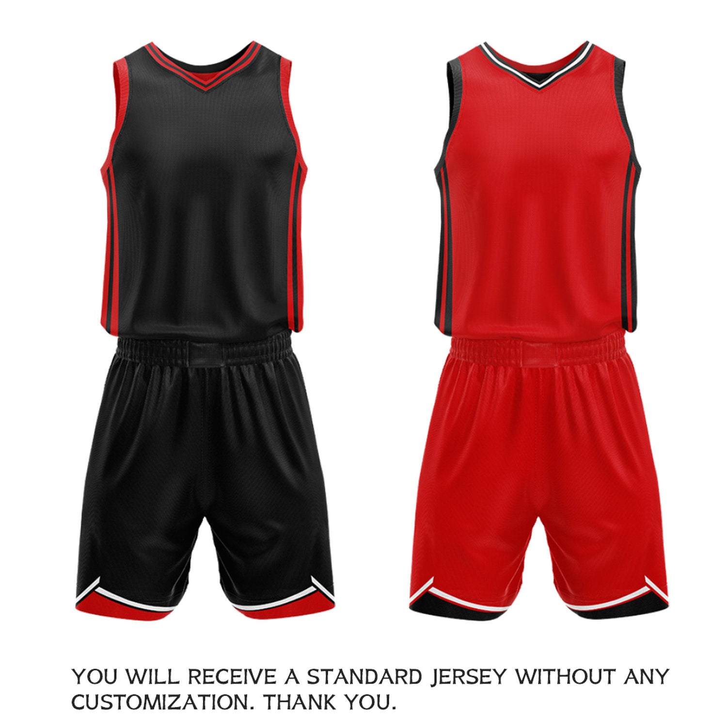 Custom Black & Red Reversible Basketball Jersey Shorts Set | Personalized Full Vintage Team Uniform