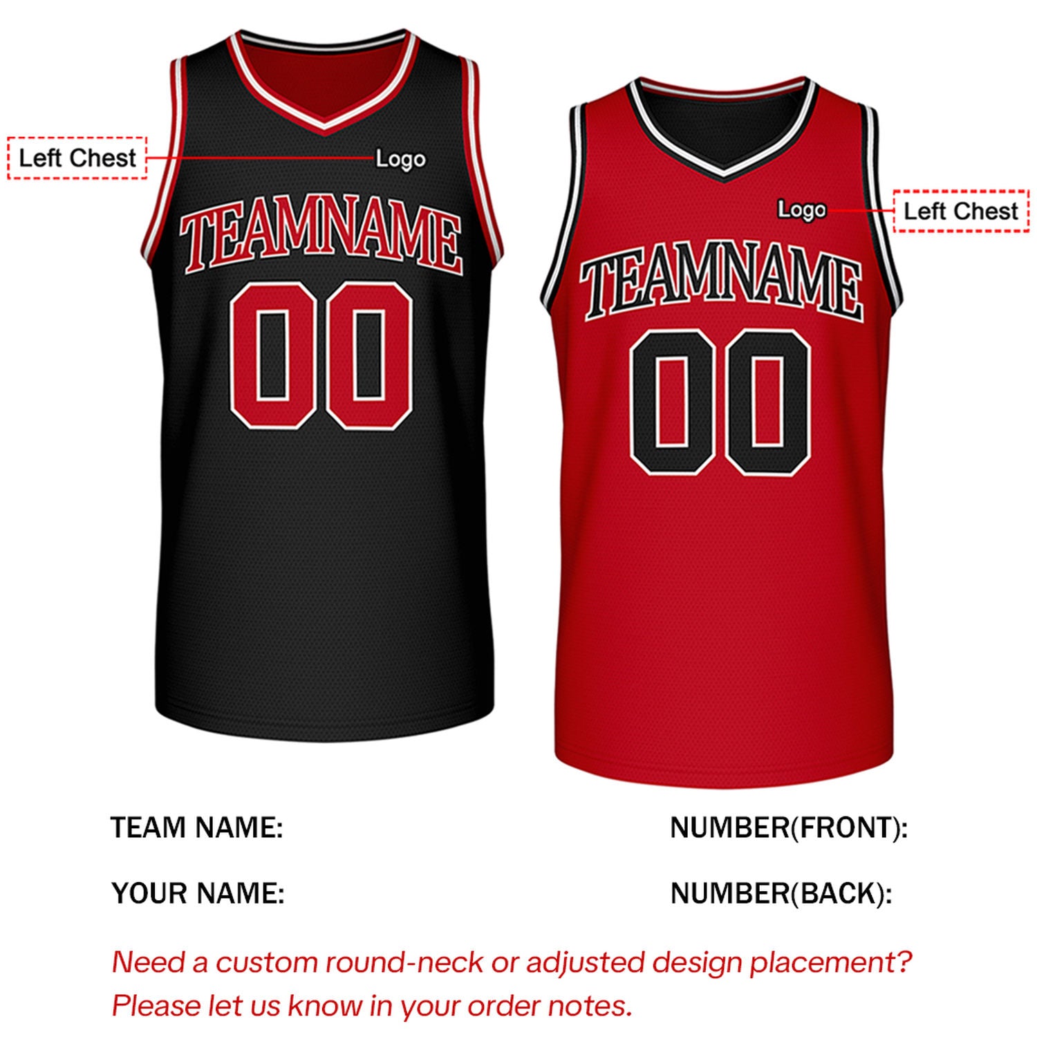 Custom Retro Black & Red Reversible Basketball Jersey | Personalized Team Jersey | Vosoli