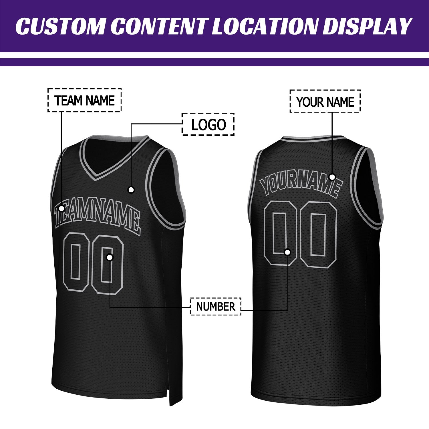 Custom Black & Silver Mesh Basketball Jersey | Personalized Name & Number Team Uniform