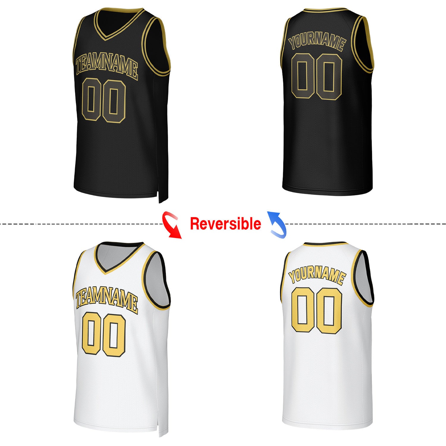 Custom Black & White Reversible Basketball Jersey | Personalized Team Uniform