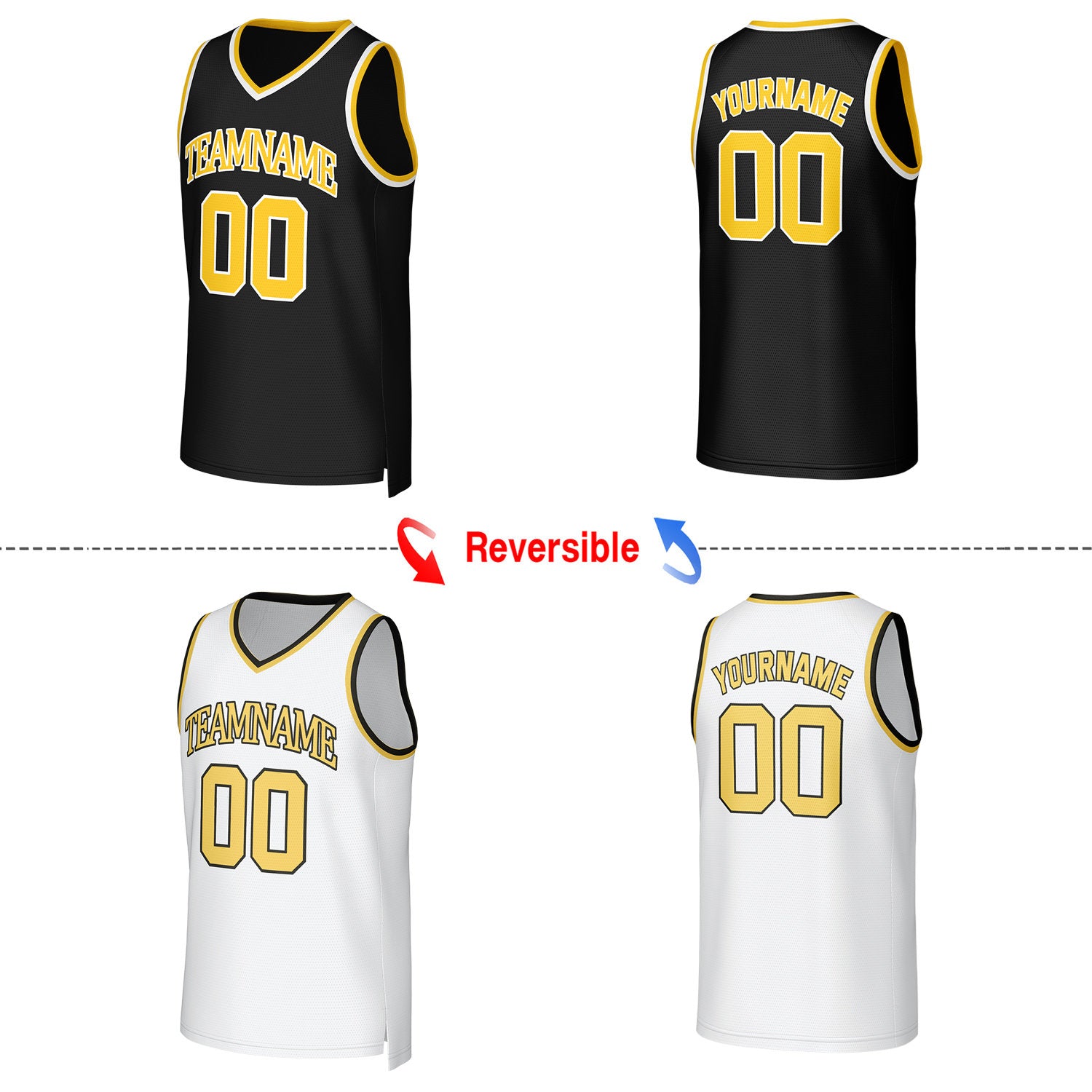 Custom Black & White Reversible Basketball Jersey | Personalized Team Uniform