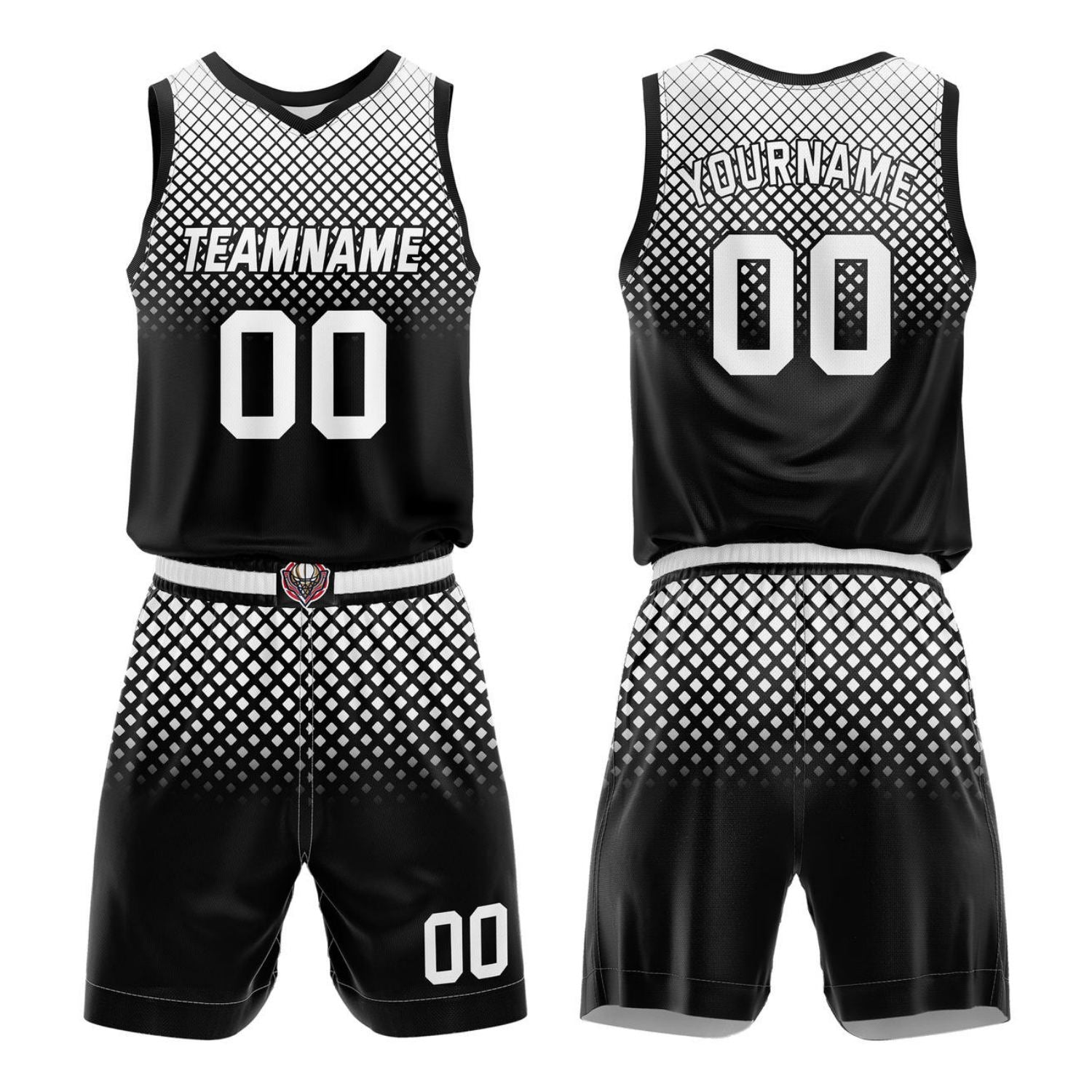 Custom Black White Gradient Basketball Uniform | Personalized Team Kit - Vosoli