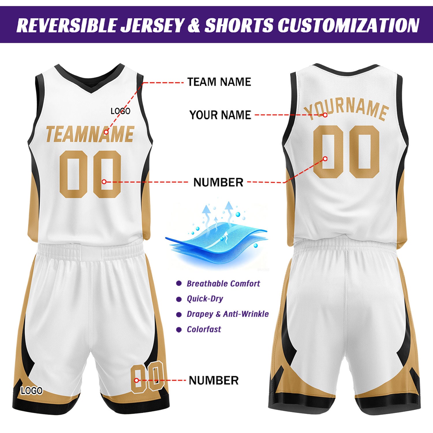 Custom Black White Reversible Basketball Jersey Set | Personalized Name Number Mesh Sports Uniform