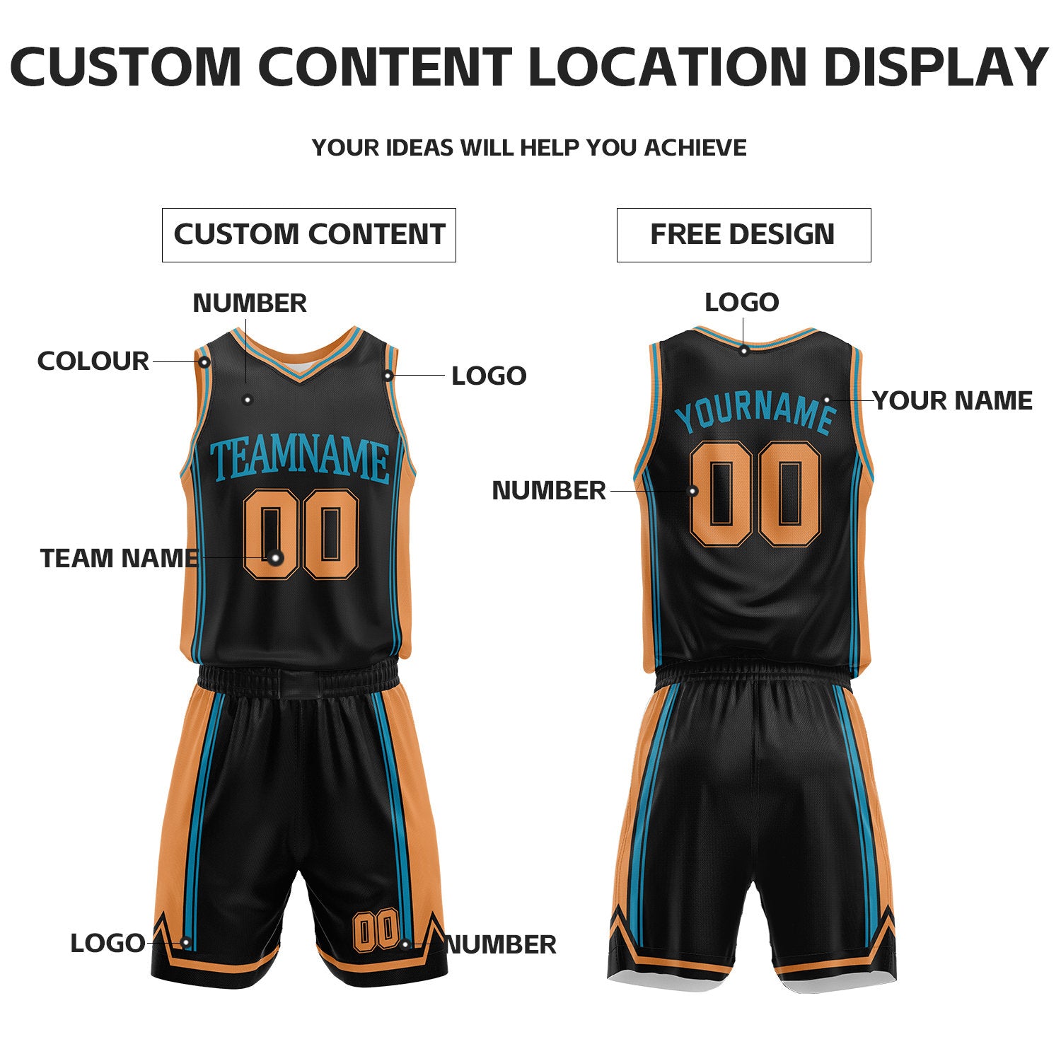Custom Black & White Reversible Basketball Jersey Shorts Set | Personalized Full Vintage Team Uniform