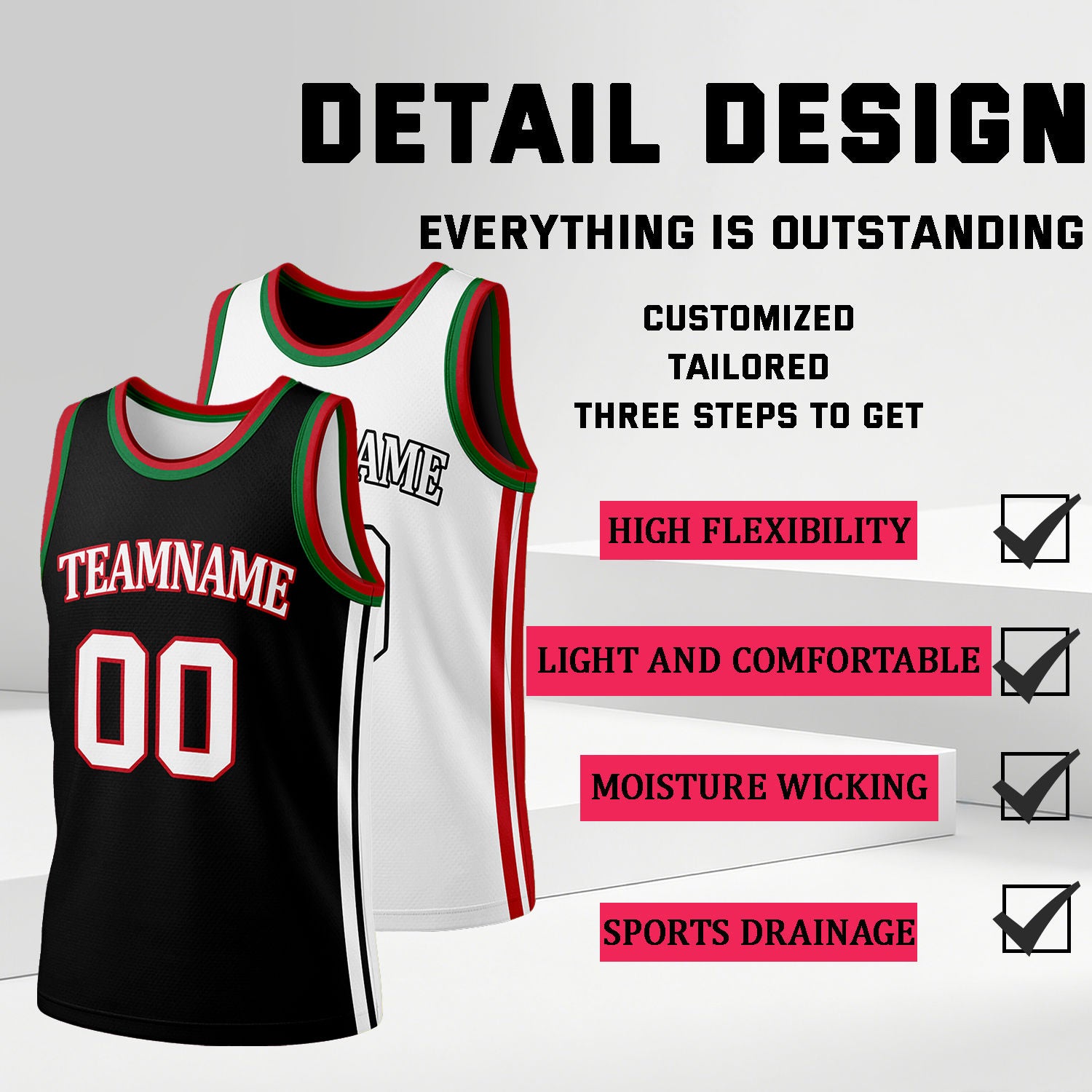 Custom Black & White Reversible Basketball Jersey Shorts Set | Personalized Full Team Uniform