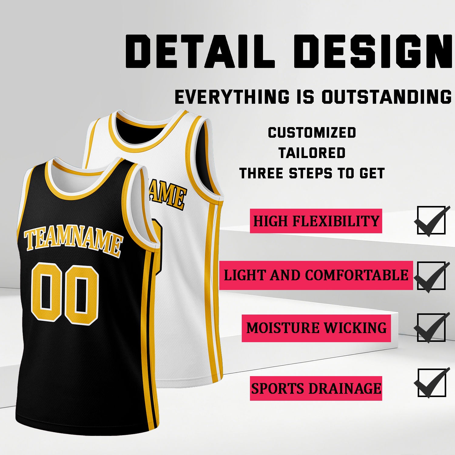 Custom Black & White Reversible Basketball Jersey Shorts Set | Personalized Full Team Uniform